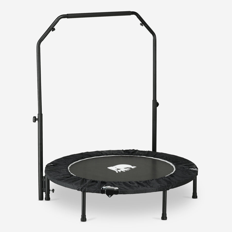 Hopfällbar fitnesstrampolin 100 cm med handtag – svart