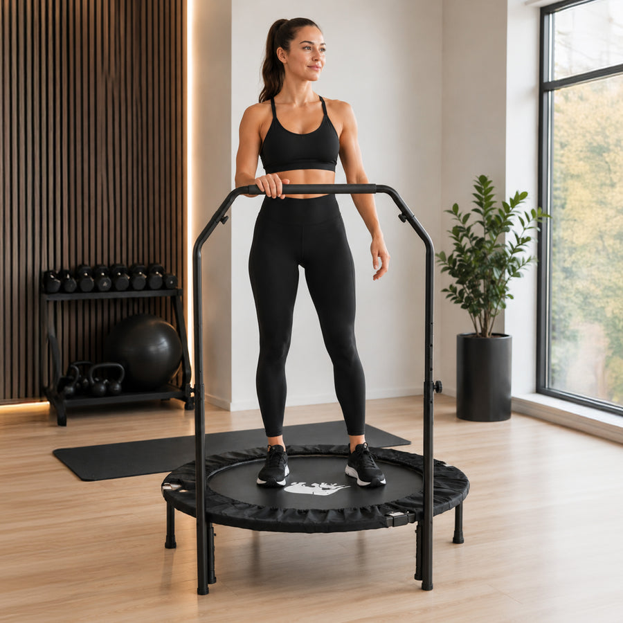 Foldable 100 cm Fitness Trampoline with Handle - Black