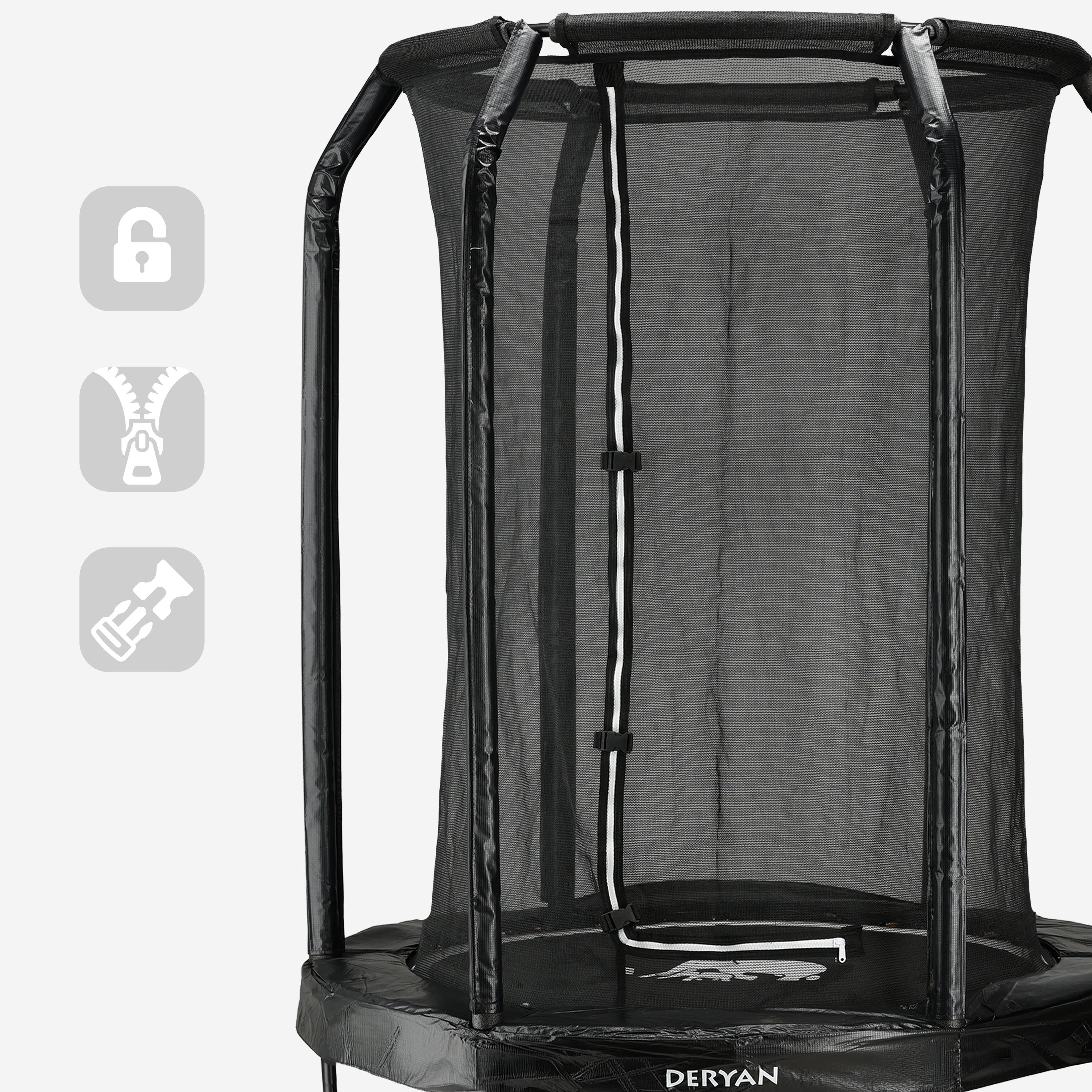140 cm Kids' Trampoline with Safety Net - Black