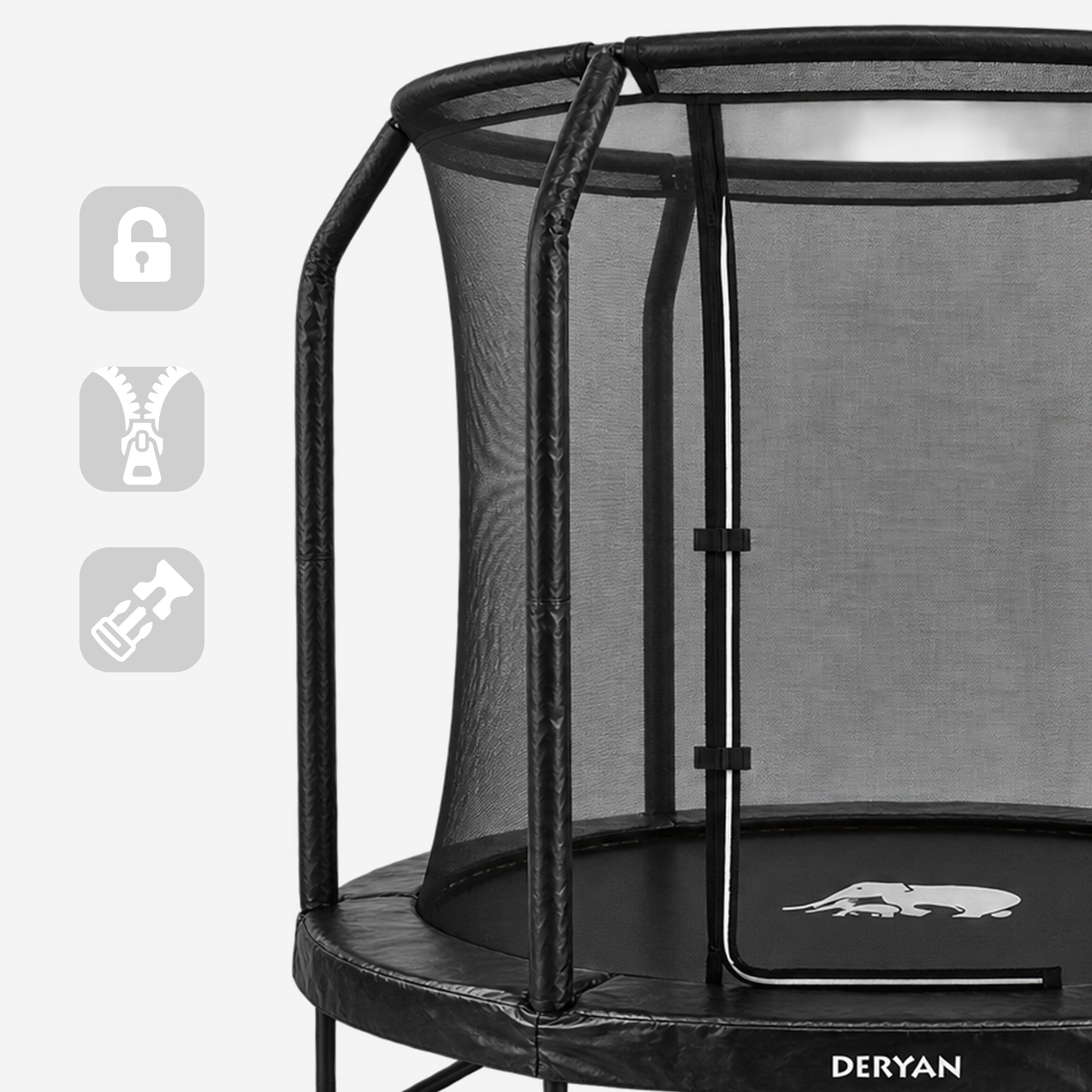 183 cm Kids' Trampoline with Safety Net and Ladder - Black