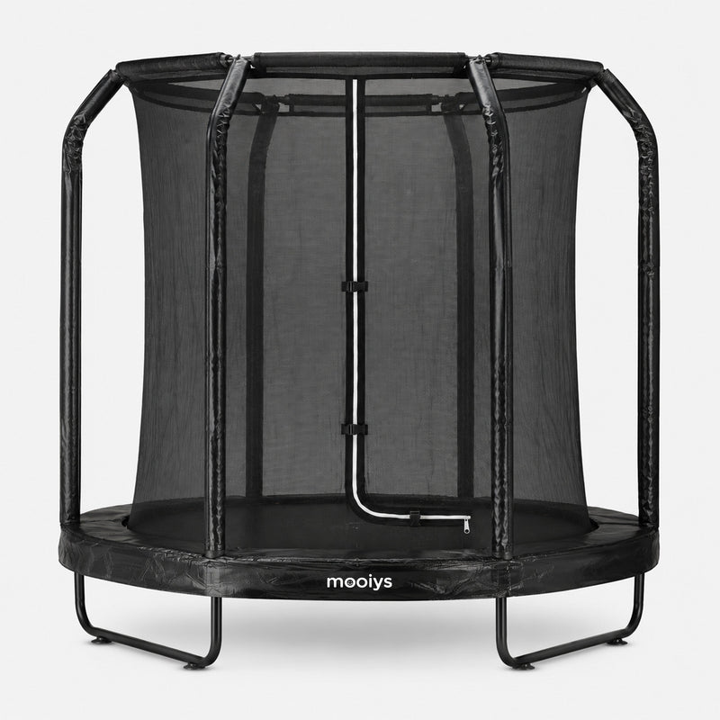 Trampolín infantil de 244 cm con red de seguridad y escalera - Negro