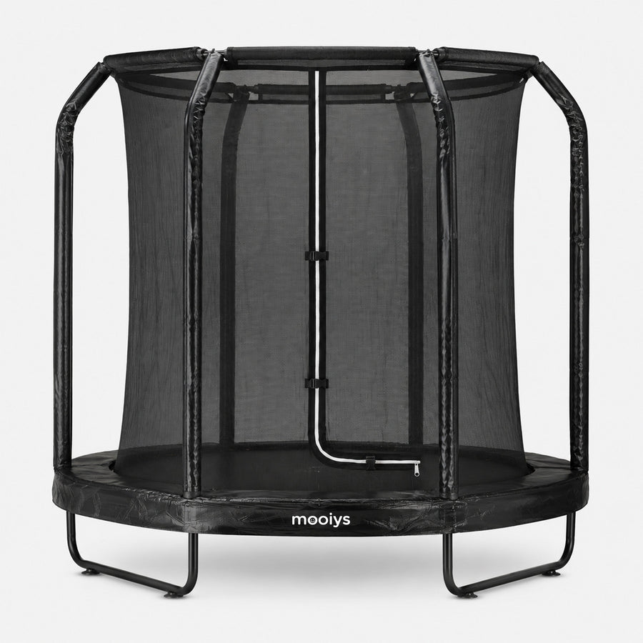244 cm Kids' Trampoline with Safety Net and Ladder - Black