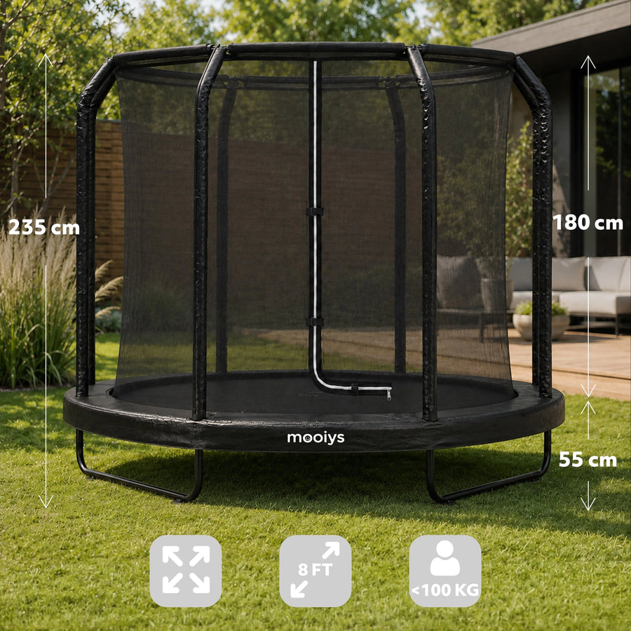 Trampoline pour enfants de 244 cm avec filet de sécurité et échelle - Noir
