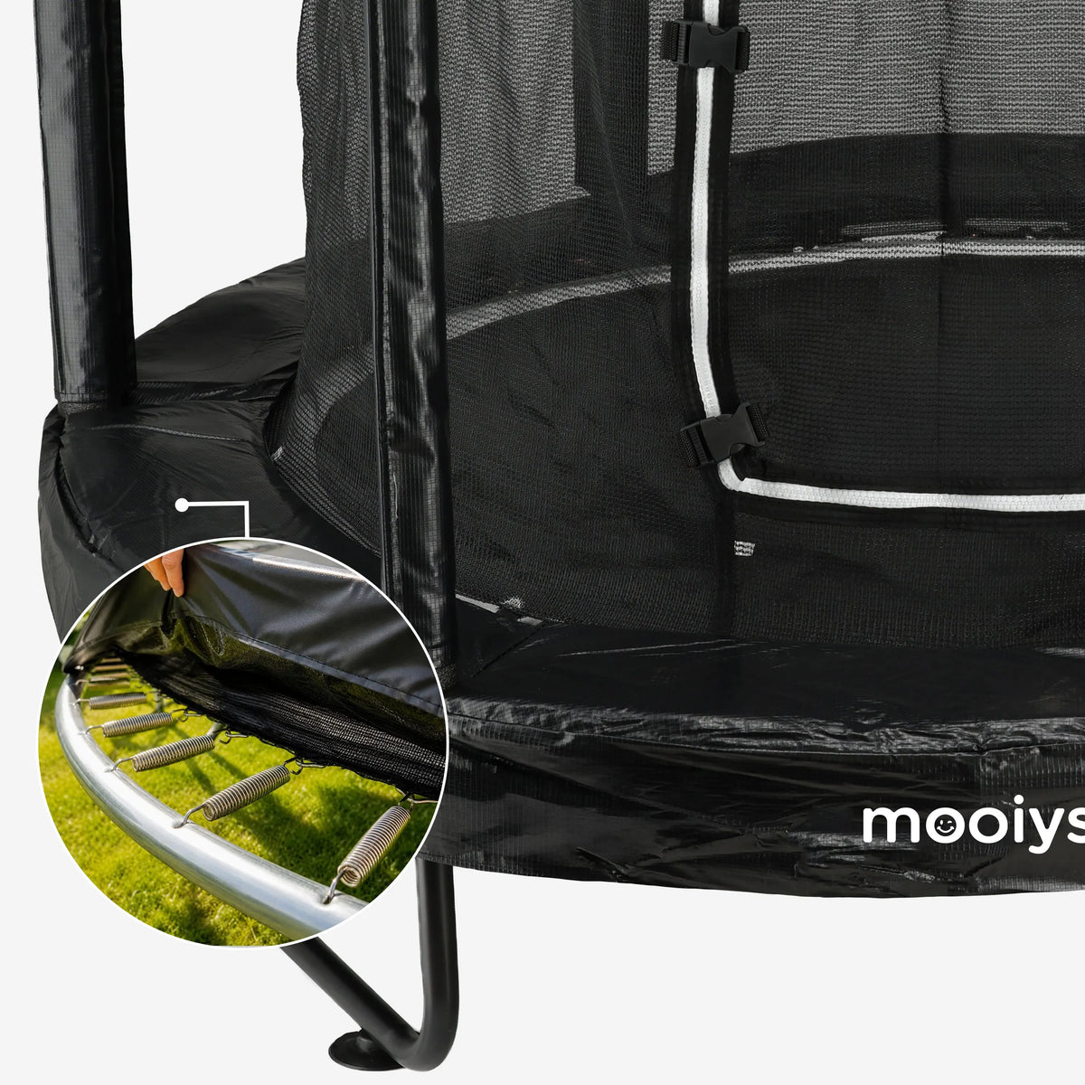 244 cm Kids' Trampoline with Safety Net and Ladder - Black