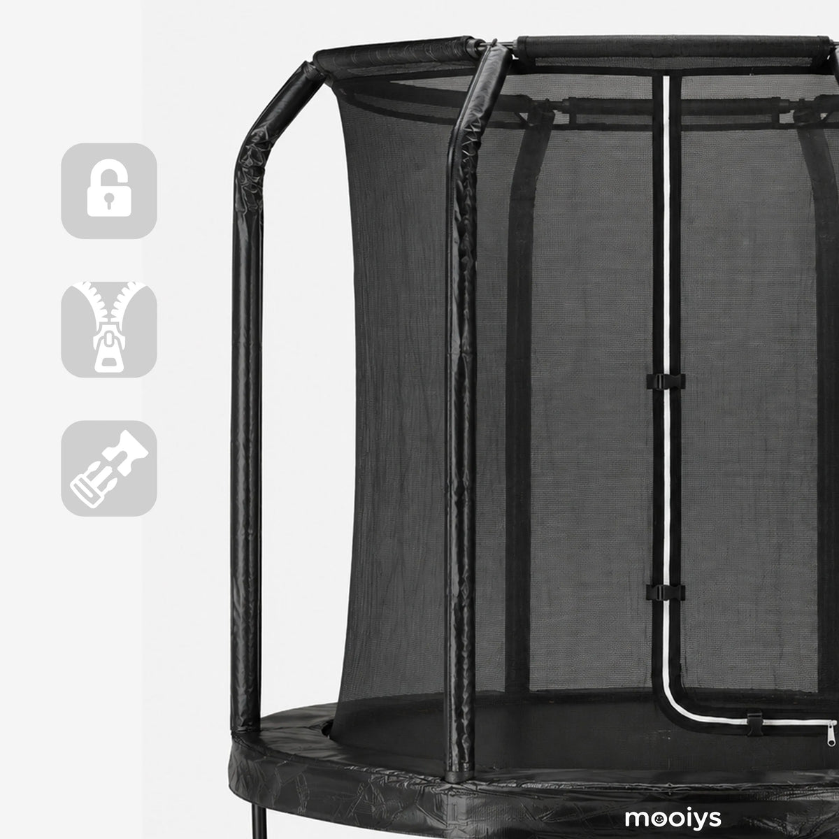 244 cm Kids' Trampoline with Safety Net and Ladder - Black