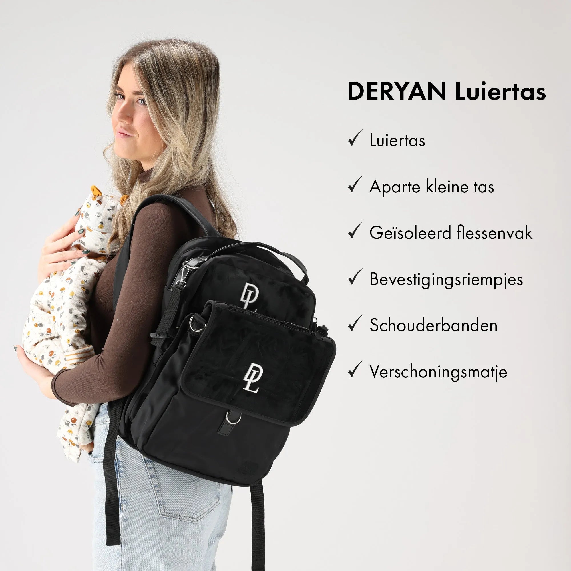 Three-Piece Diaper Bag Black