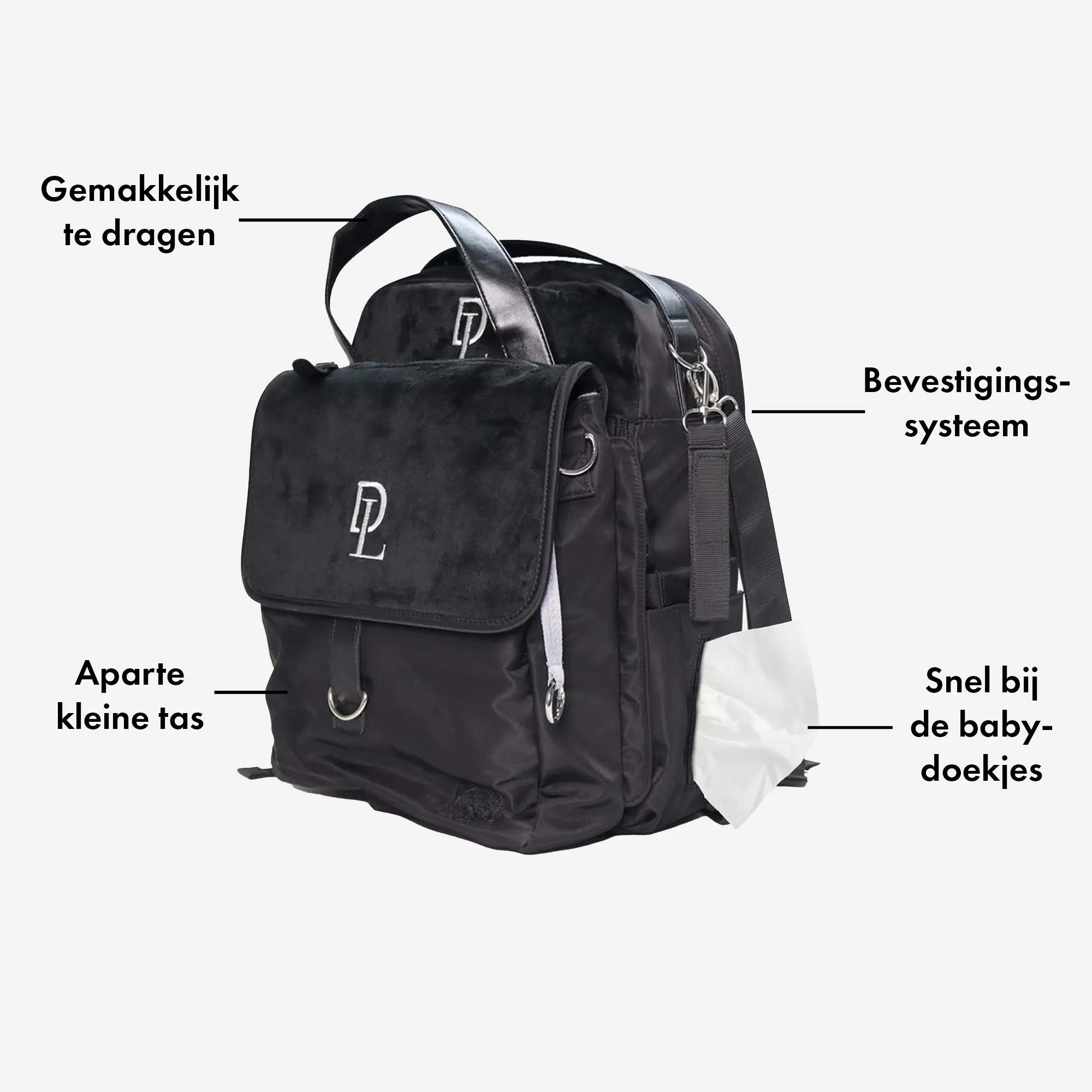 Three-Piece Diaper Bag Black