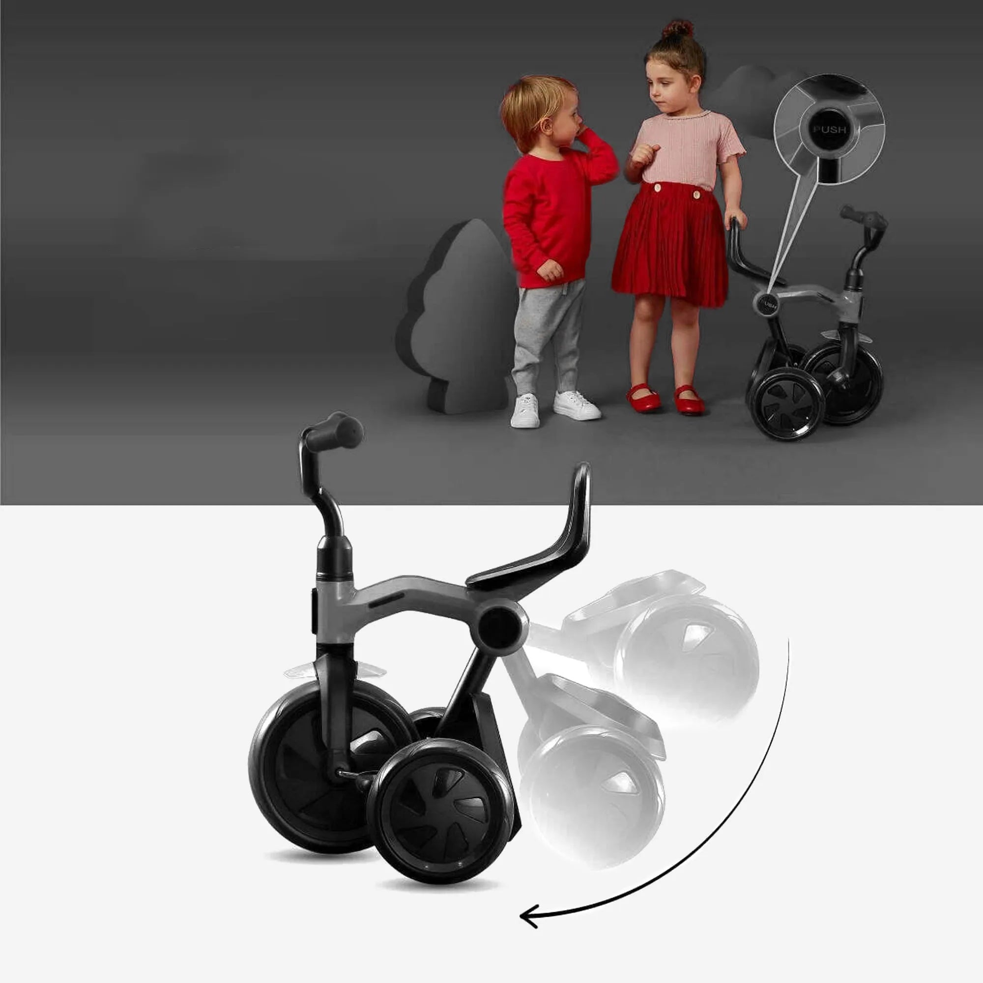 Drifter Tricycle with push bar Black