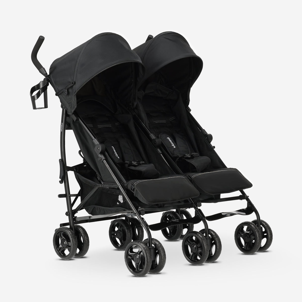 Miles Duo Buggy - Tweeling Buggy - Lichtgewicht dubbele buggy - Zwart