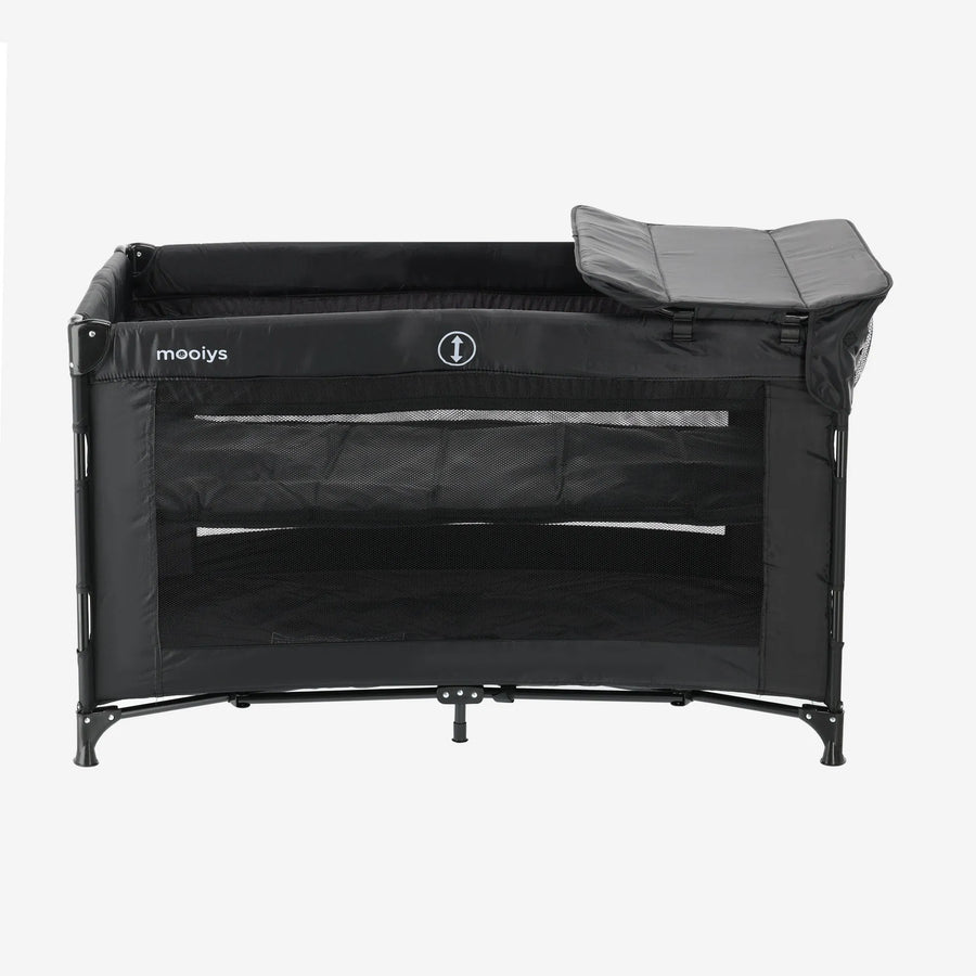 Lit de camping Mooiys avec matelas à langer et rehausseur - 120 x 60 cm - Noir