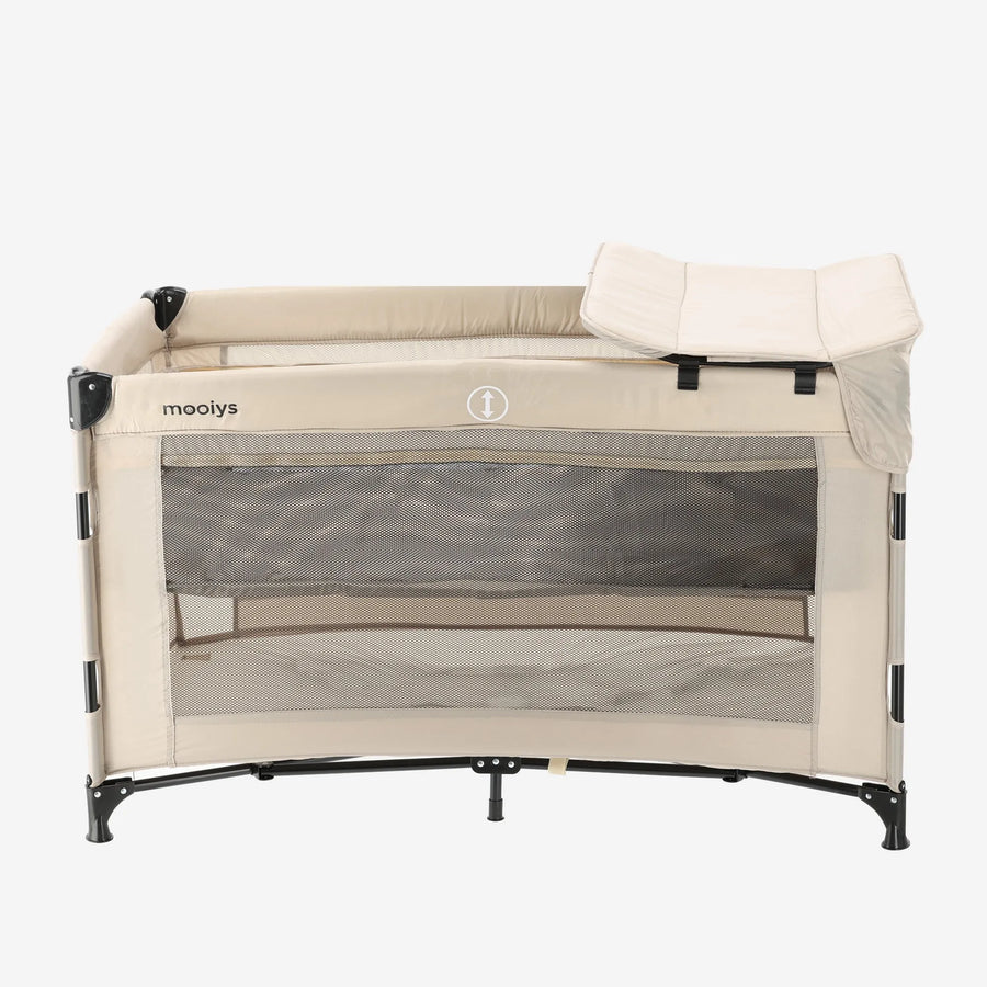 Lit de camping Mooiys avec matelas à langer et rehausseur - 120 x 60 cm - Crème