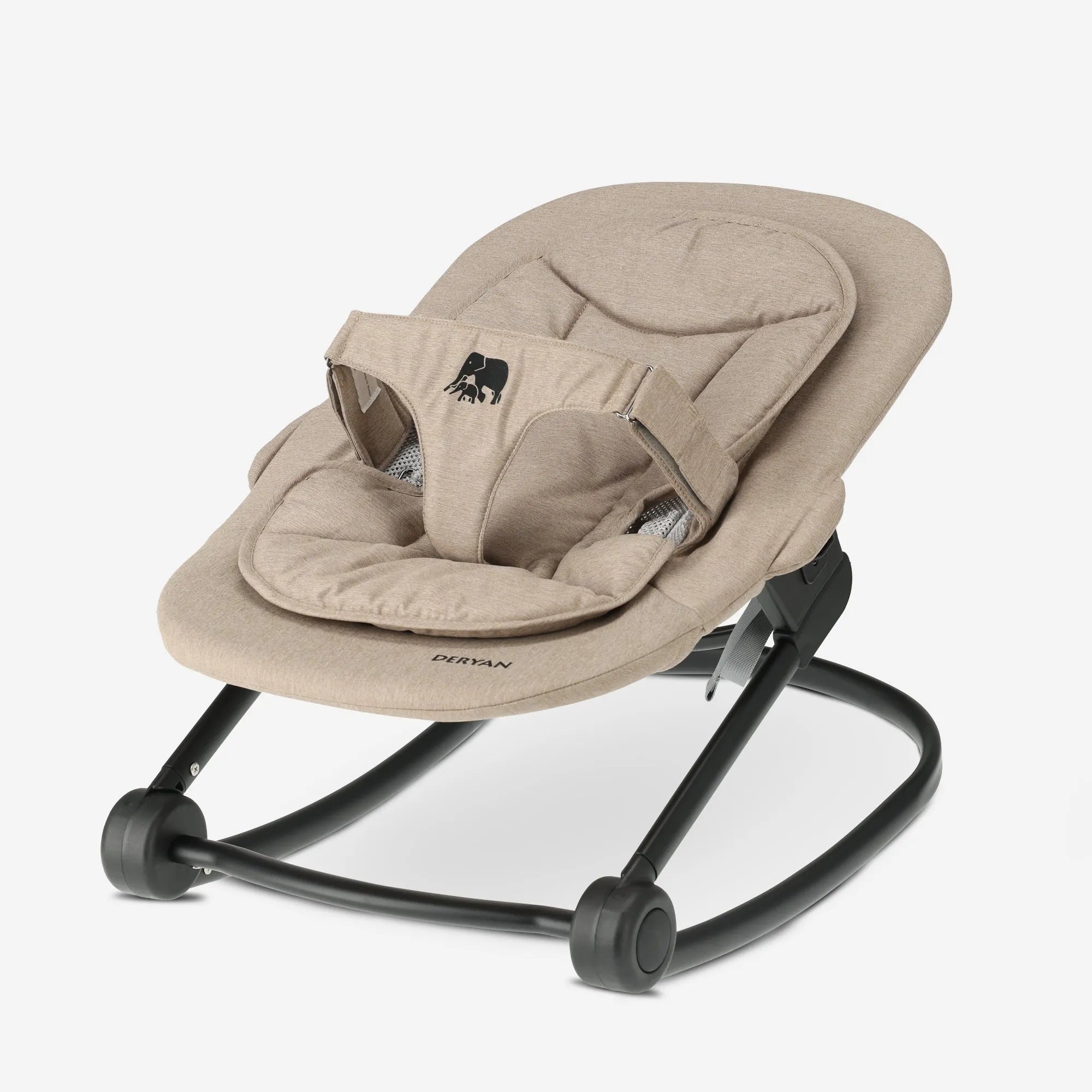 DERYAN Luxury High Chair with Bouncer - Black/Nougat