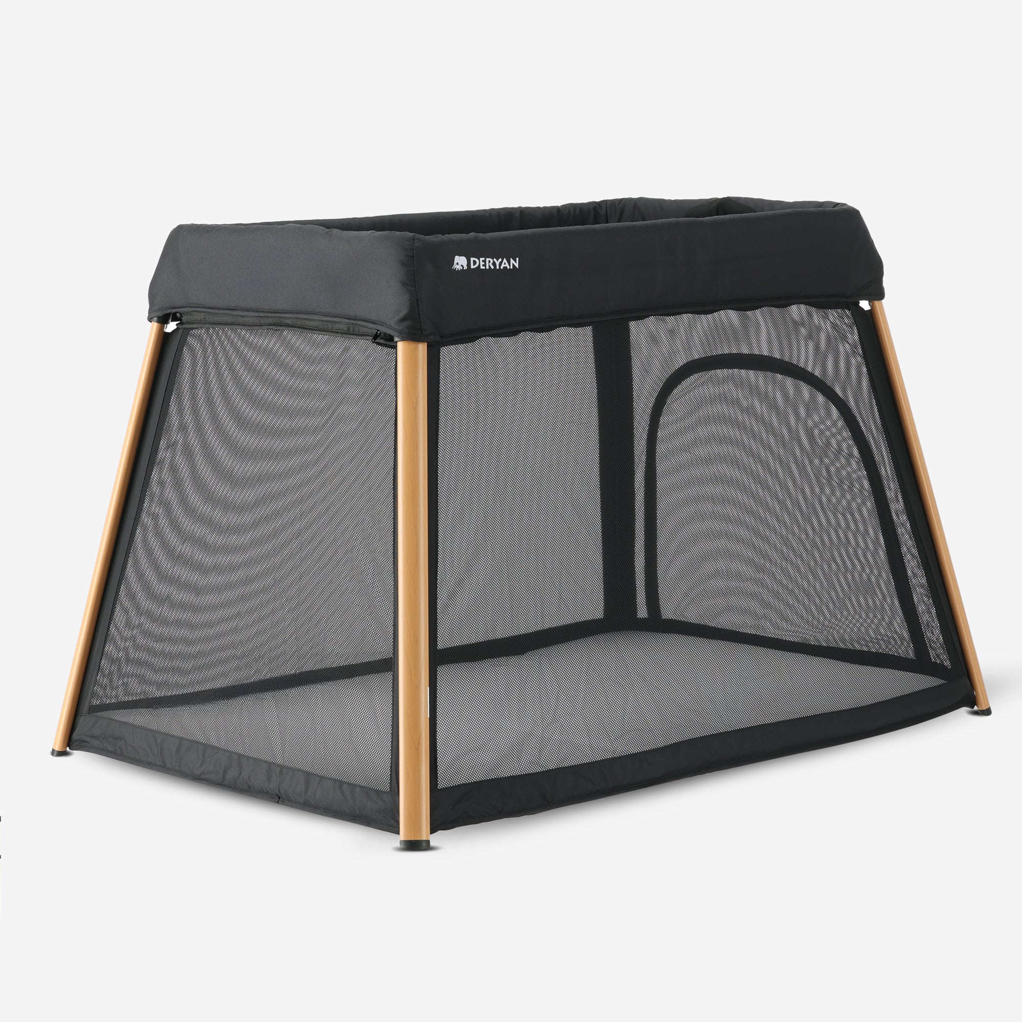 2-in-1 Camping Bed and Playpen - Includes a floor riser - Wood-look