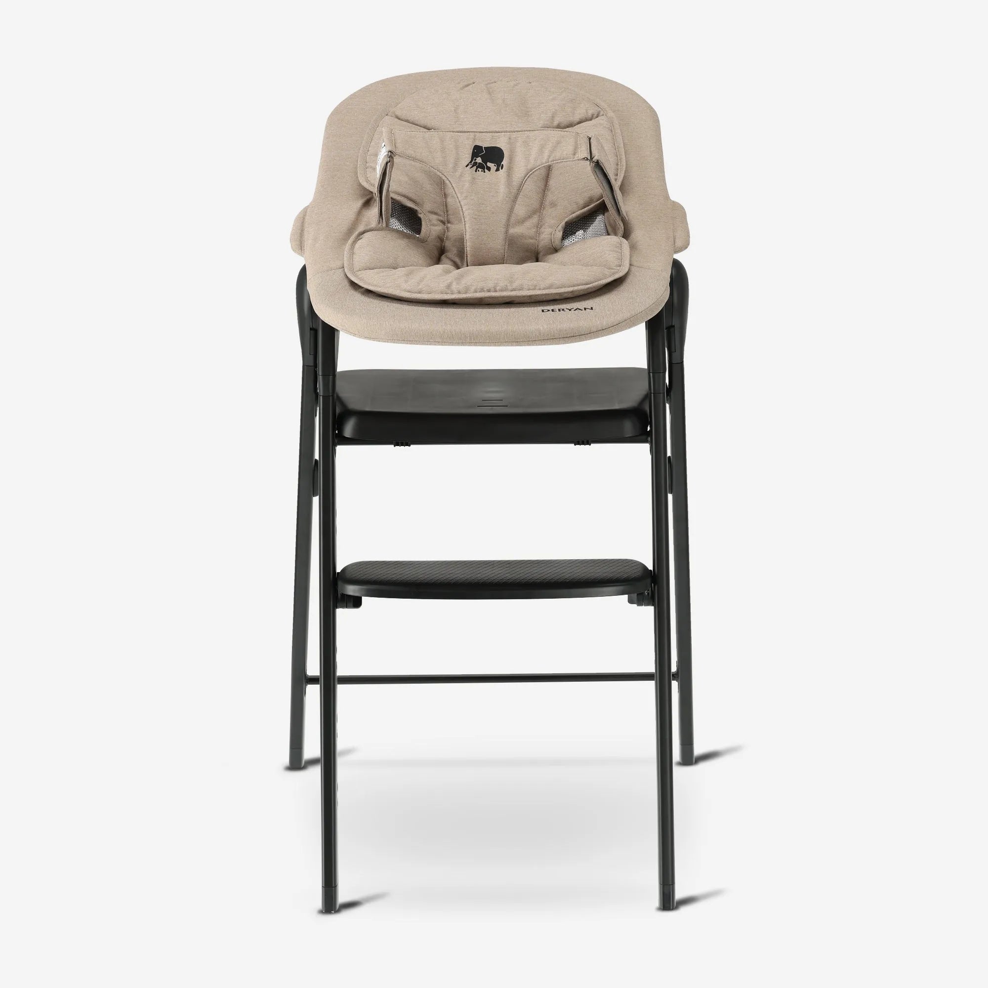 DERYAN Luxury High Chair with Bouncer - Black/Nougat