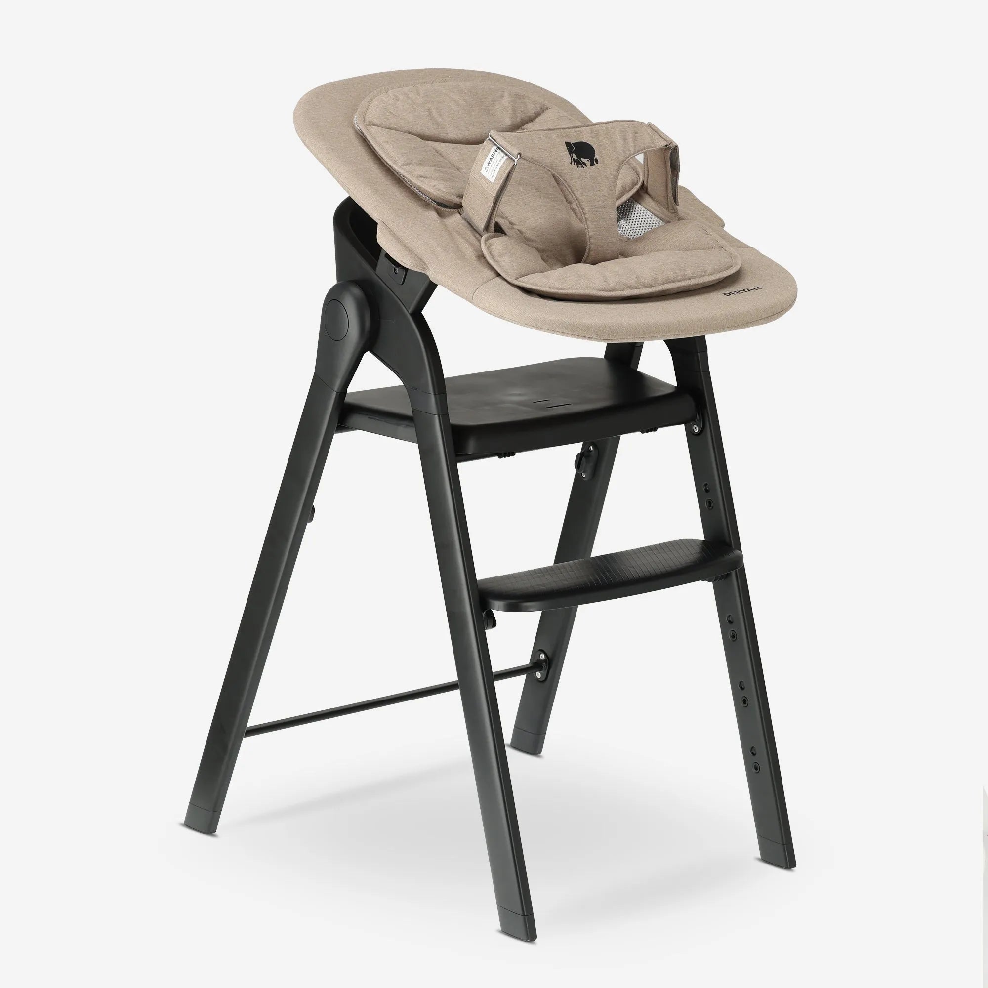 DERYAN Luxury High Chair with Bouncer - Black/Nougat