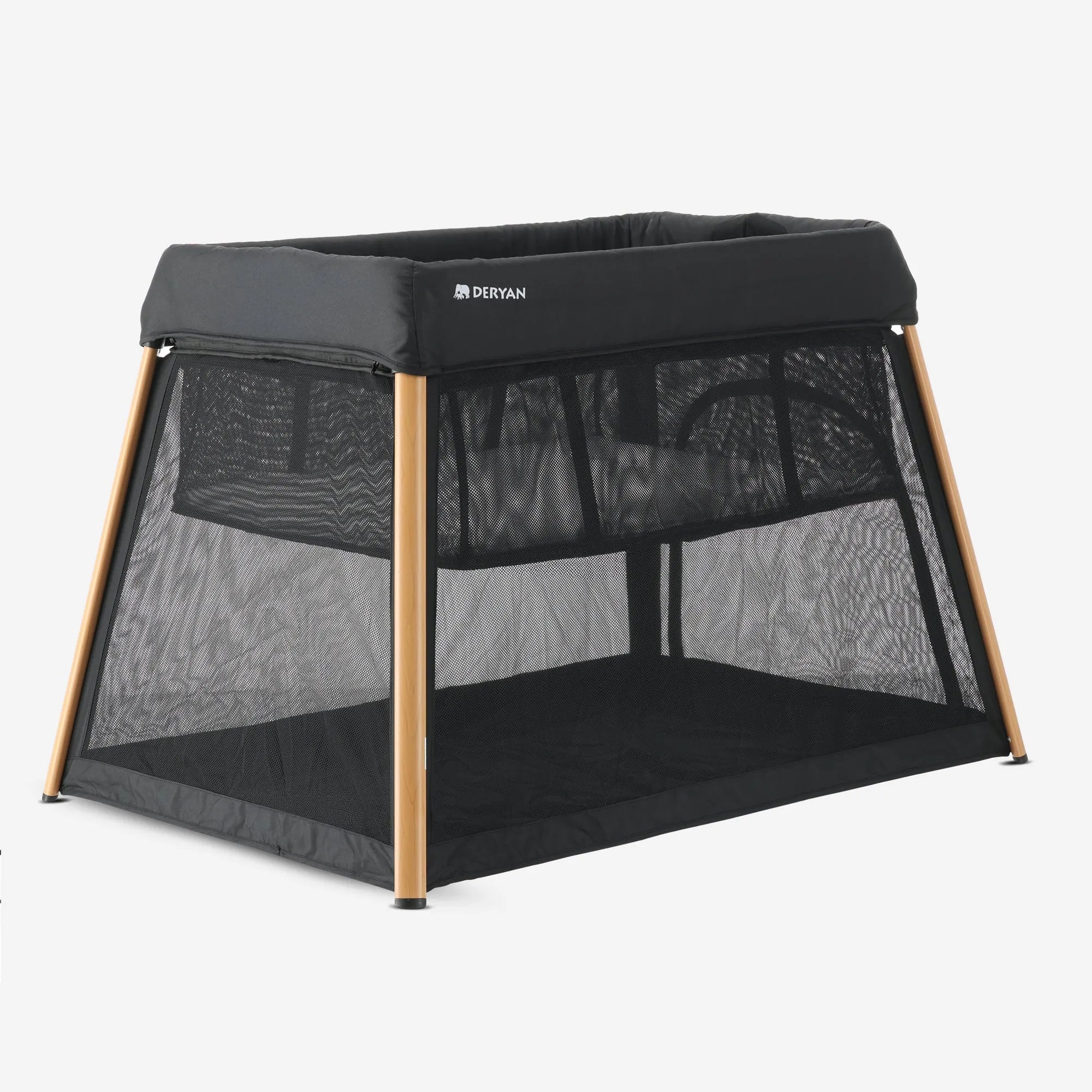 2-in-1 Camping Bed and Playpen - Includes a floor riser - Wood-look