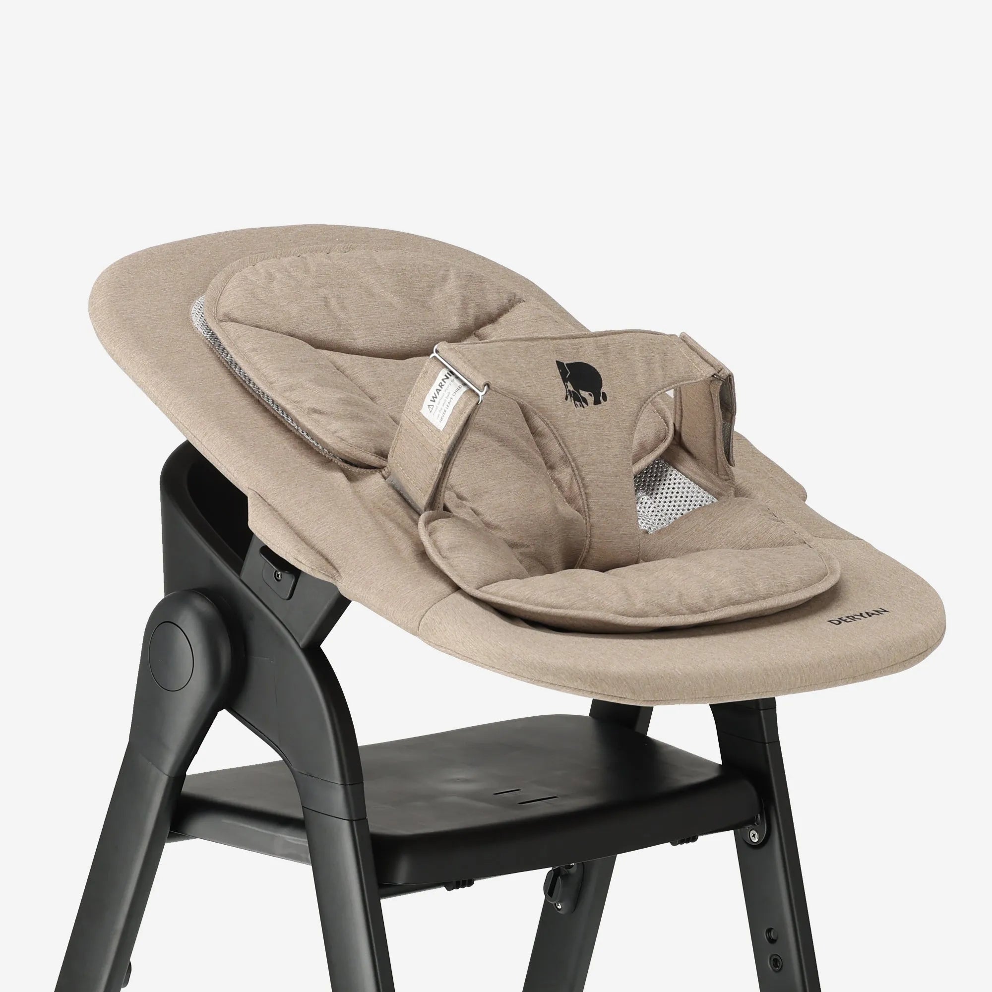 DERYAN Luxury High Chair with Bouncer - Black/Nougat