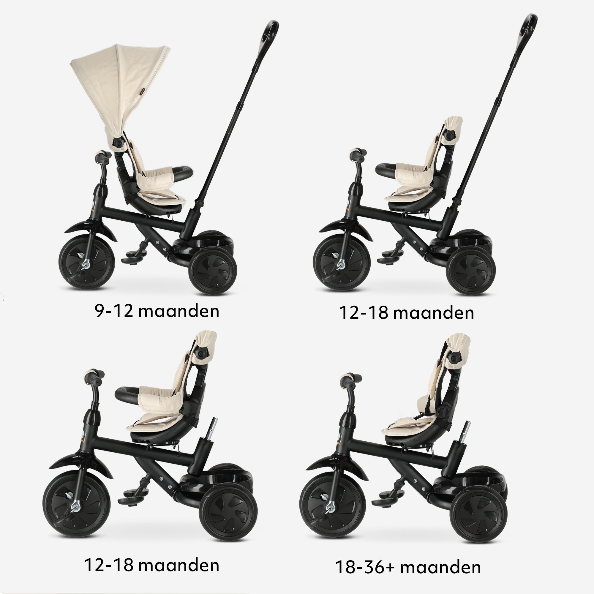 Adventurer Tricycle with push bar Beige