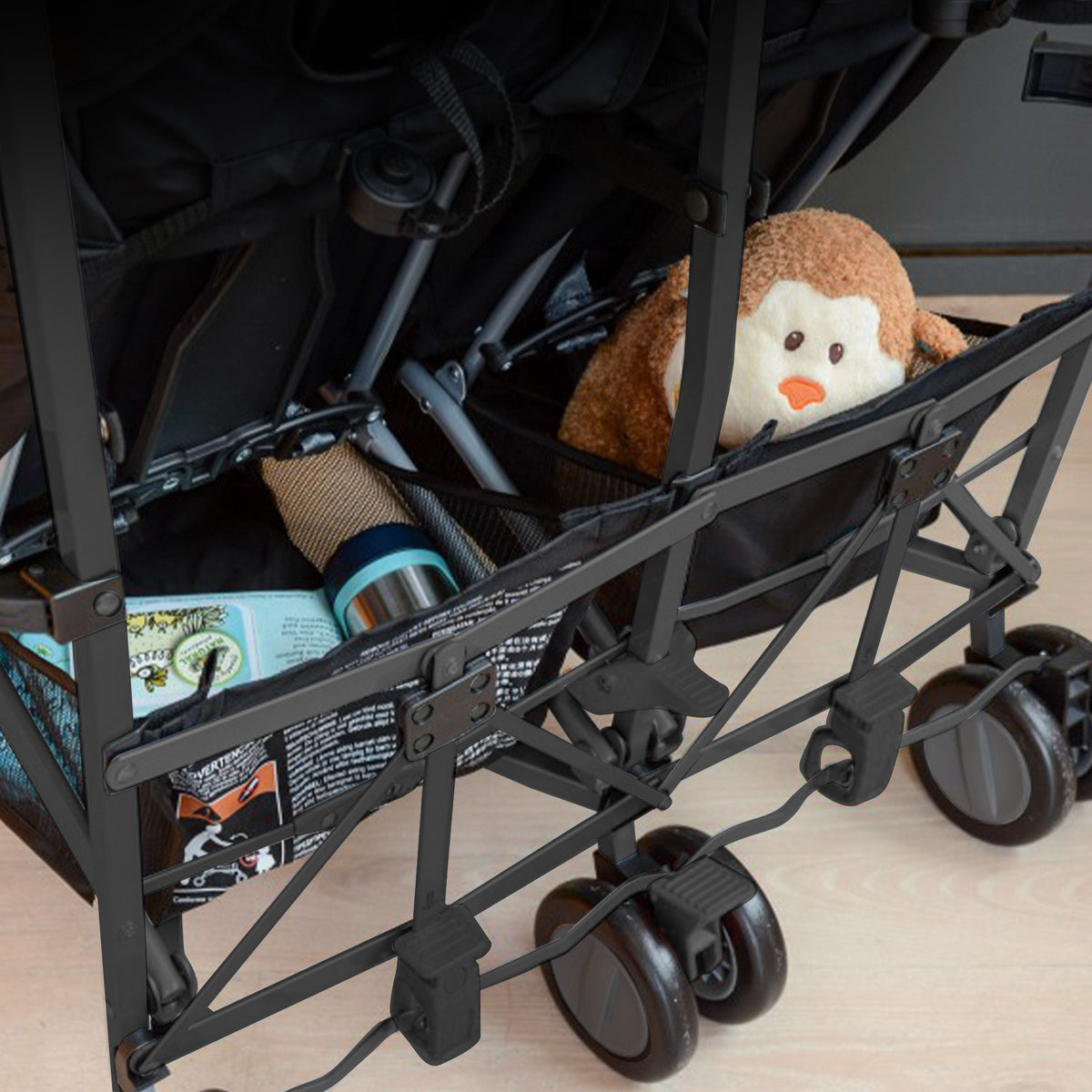 Miles Duo Buggy - Tweeling Buggy - Lichtgewicht dubbele buggy - Zwart