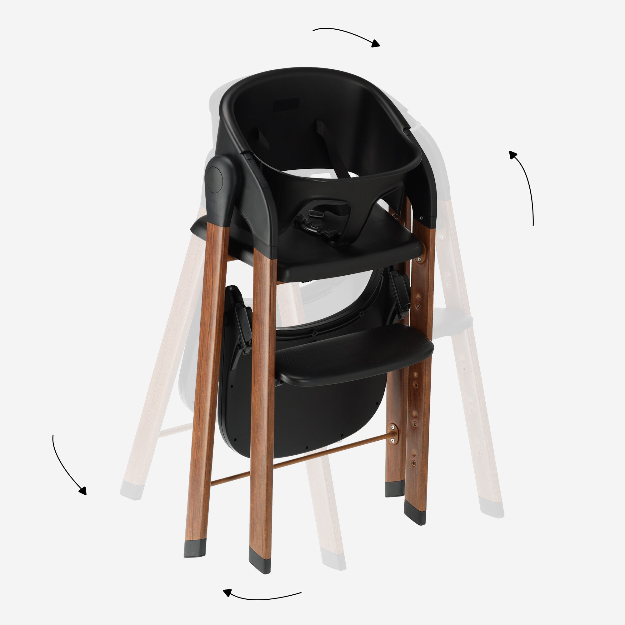 Luxury High Chair Black / Wood