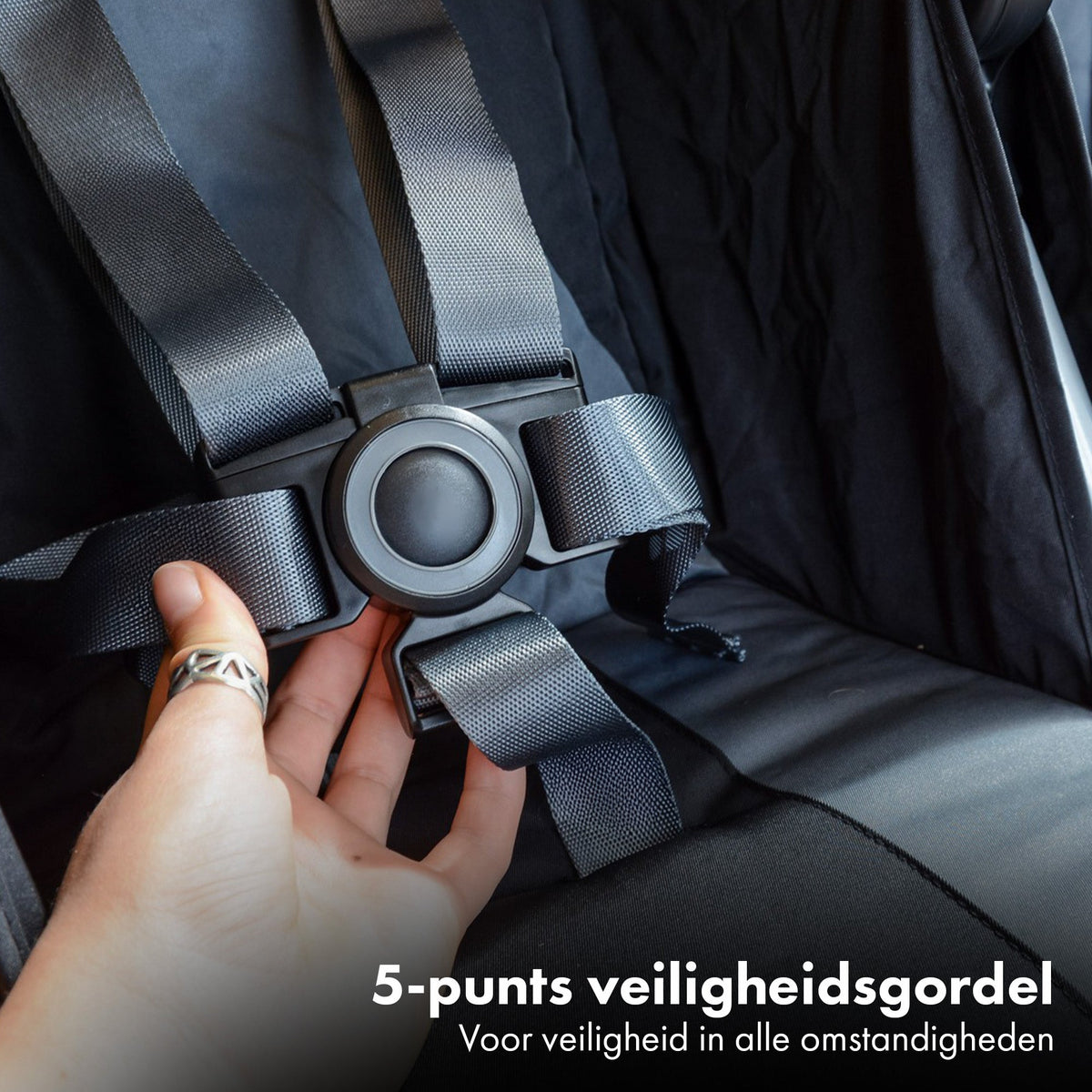 Miles Duo Buggy - Tweeling Buggy - Lichtgewicht dubbele buggy - Zwart