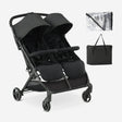 Mooiys Tess Twin Duo Buggy - Inclusief regenhoes - Inclusief Draagtas - Zwart