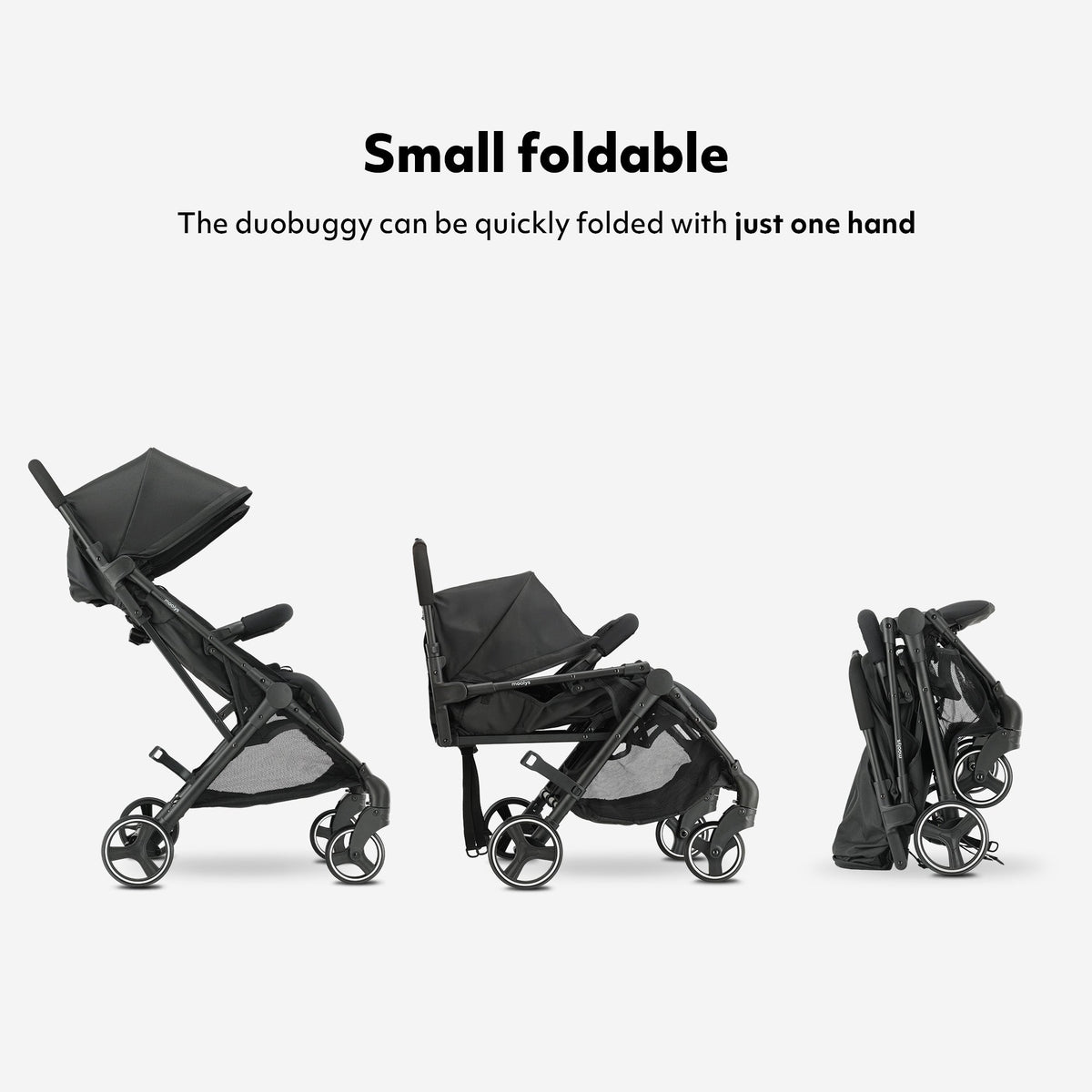 Mooiys Tess Twin Duo Stroller - Includes Rain Cover - Includes Carry Bag - Black