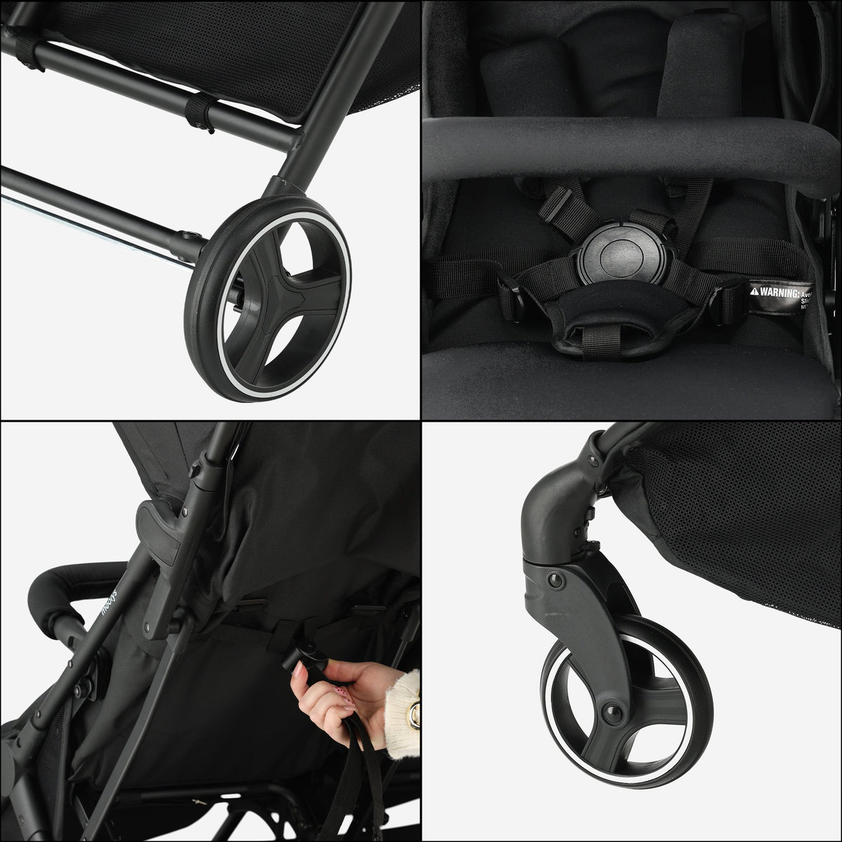 Mooiys Tess Twin Duo Stroller - Includes Rain Cover - Includes Carry Bag - Black