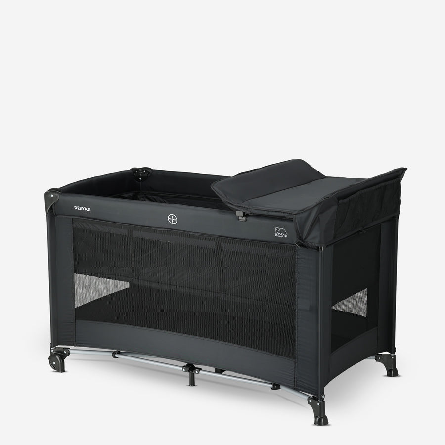 Luxe Campingbed Inclusief transporttas - Inclusief verschoonblad -Inclusief bodemverhoger Zwart