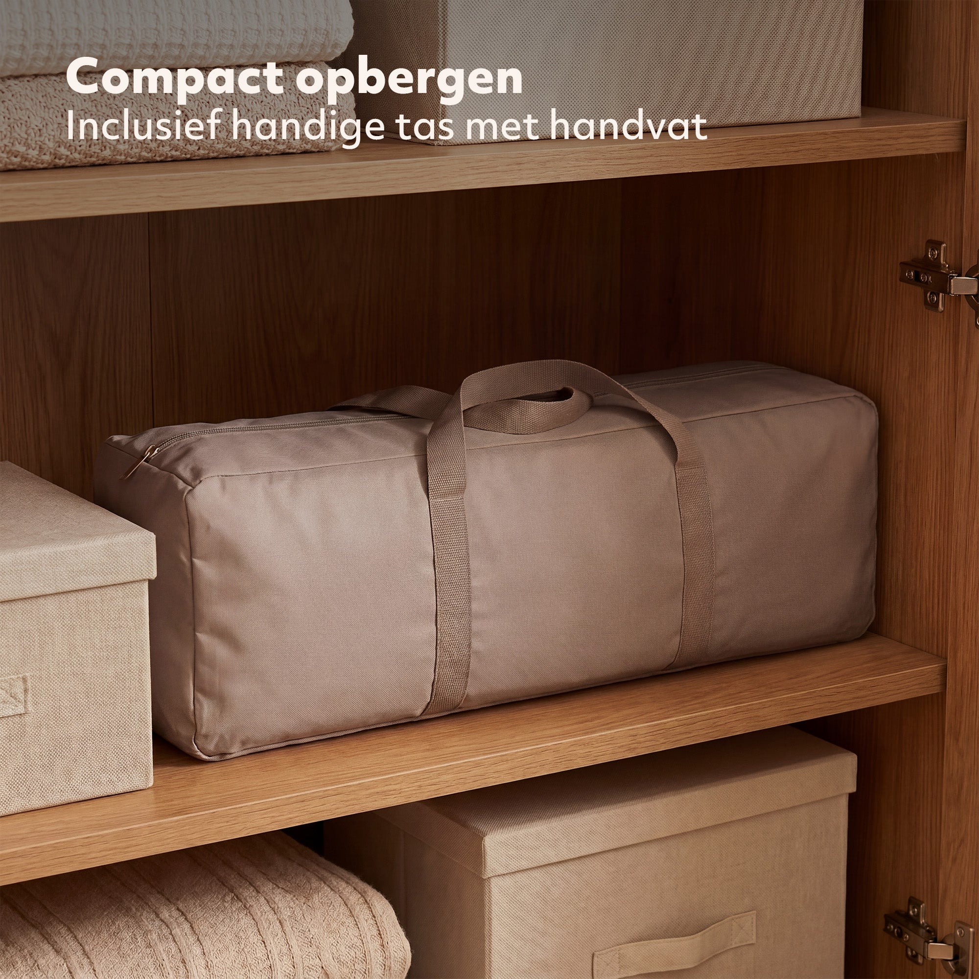Lussuoso lettino da campeggio con borsa per il trasporto inclusa - Con fodera per il cambio inclusa - Con rialzo per il fondo incluso - Colore: Nougat