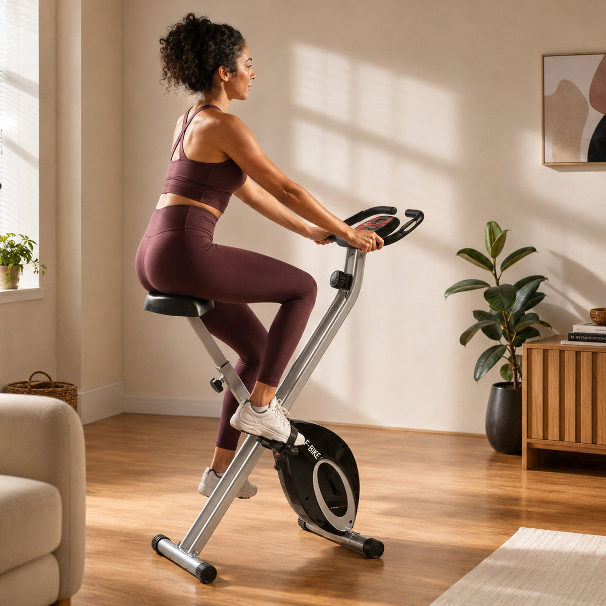 Ultrasport F-Bike Folding Exercise Bike – 8 Resistance Levels – LCD Display – Heart Rate Monitoring – Black/Silver