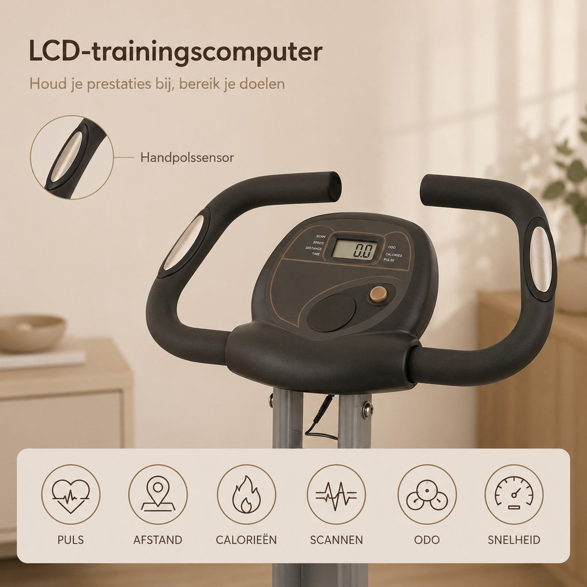 Ultrasport F-Bike Folding Exercise Bike – 8 Resistance Levels – LCD Display – Heart Rate Monitoring – Black/Silver