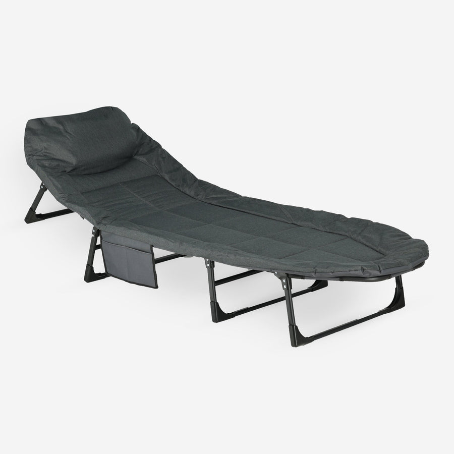 Mooiys Foldable Camp Bed – Camping Bed with Adjustable Backrest – Gray