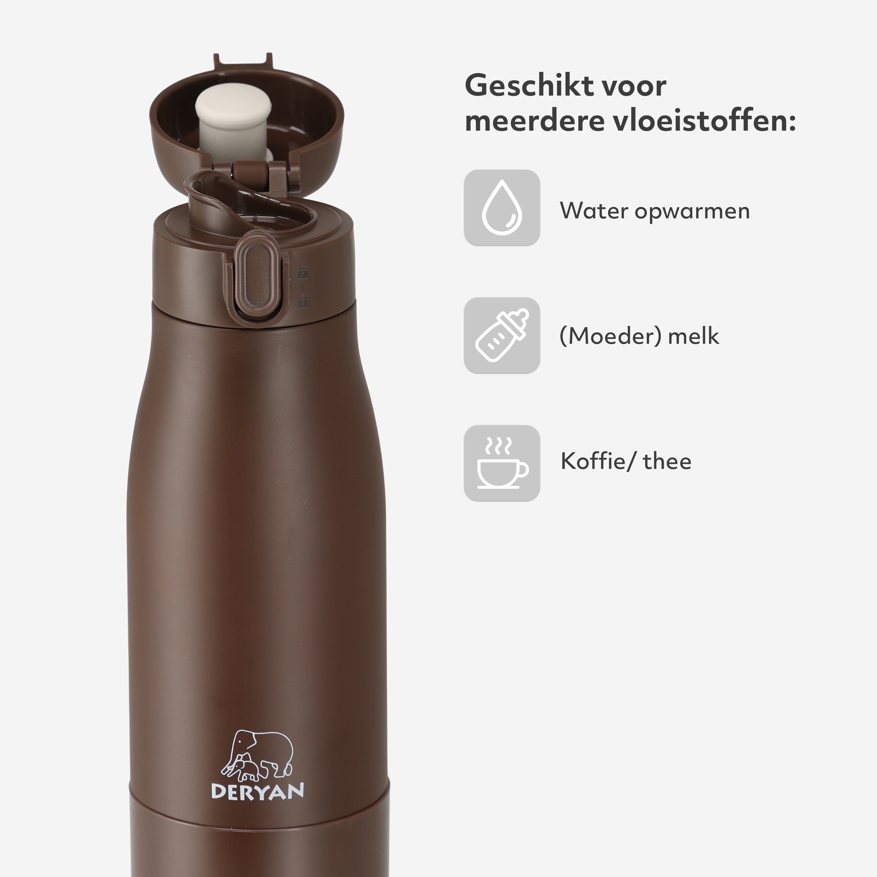 Portable Bottle Warmer for On the Go - Cordless - All Brands - 350 mL - Bottle Warmer - Thermos - Chocolate Brown