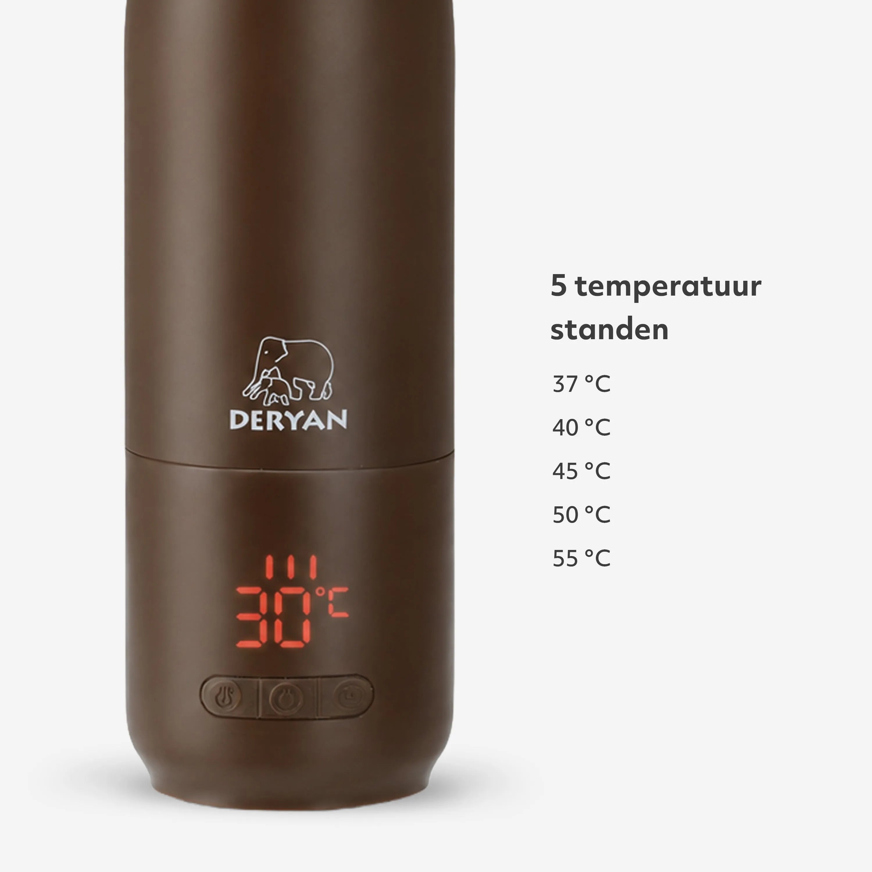 Bærbar flaskevarmer på farten - Trådløs - Alle merker - 350 ml - Flaskevarmer - Termos - Sjokoladebrun