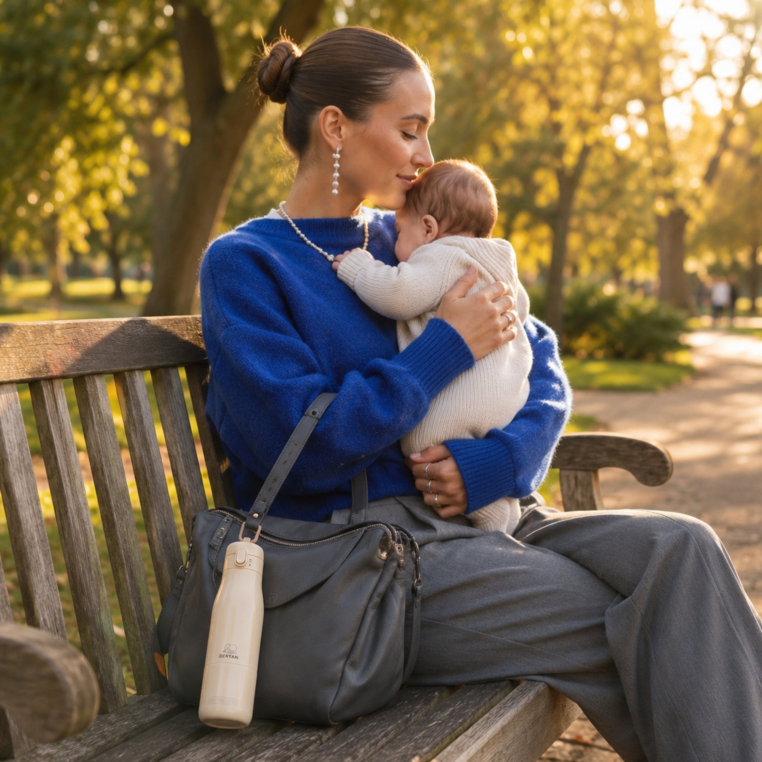 Draagbare Flessenwarmer Onderweg - Draadloos - Alle Merken - 350 mL - Flesverwarmer - Thermosfles- Beige