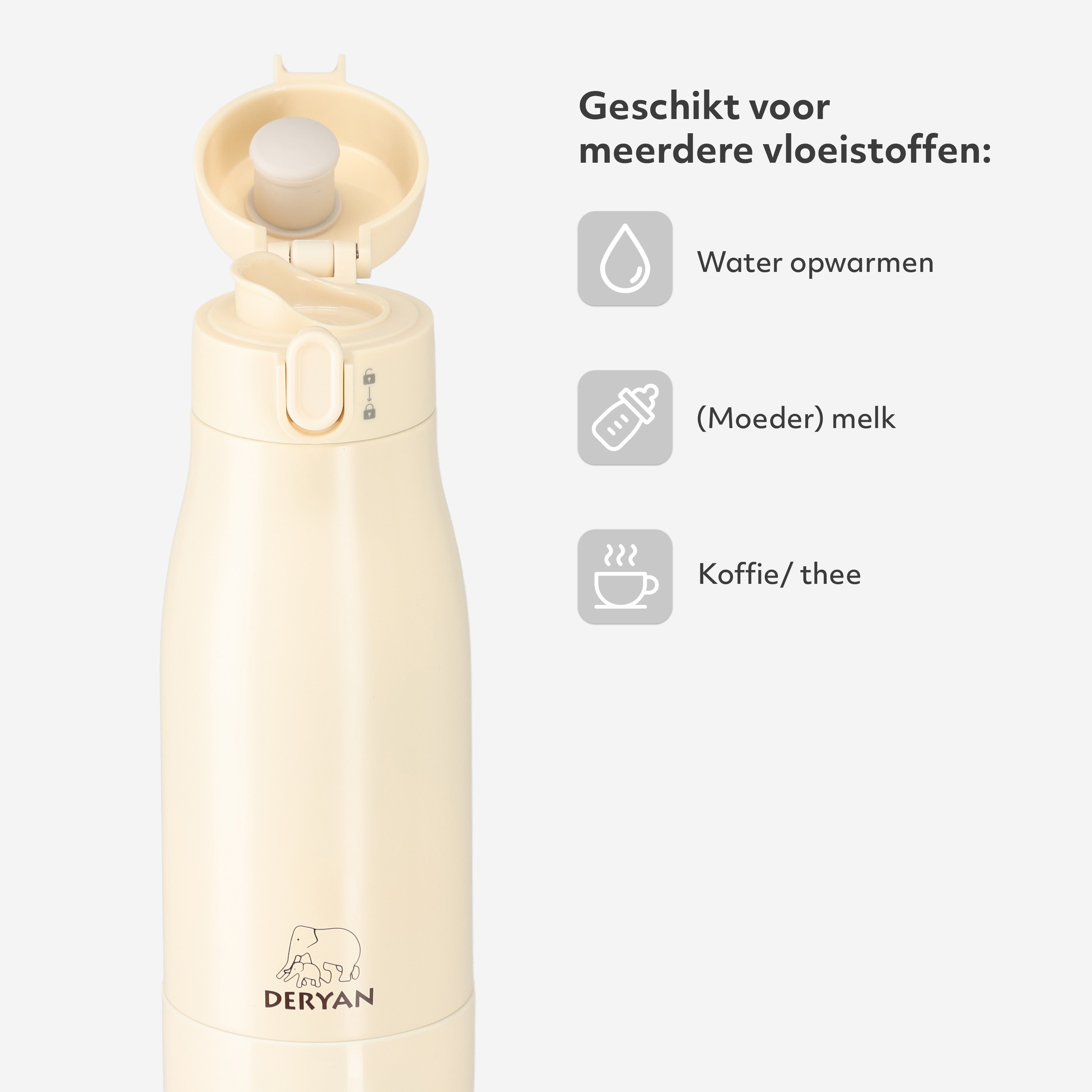 Draagbare Flessenwarmer Onderweg - Draadloos - Alle Merken - 350 mL - Flesverwarmer - Thermosfles- Beige