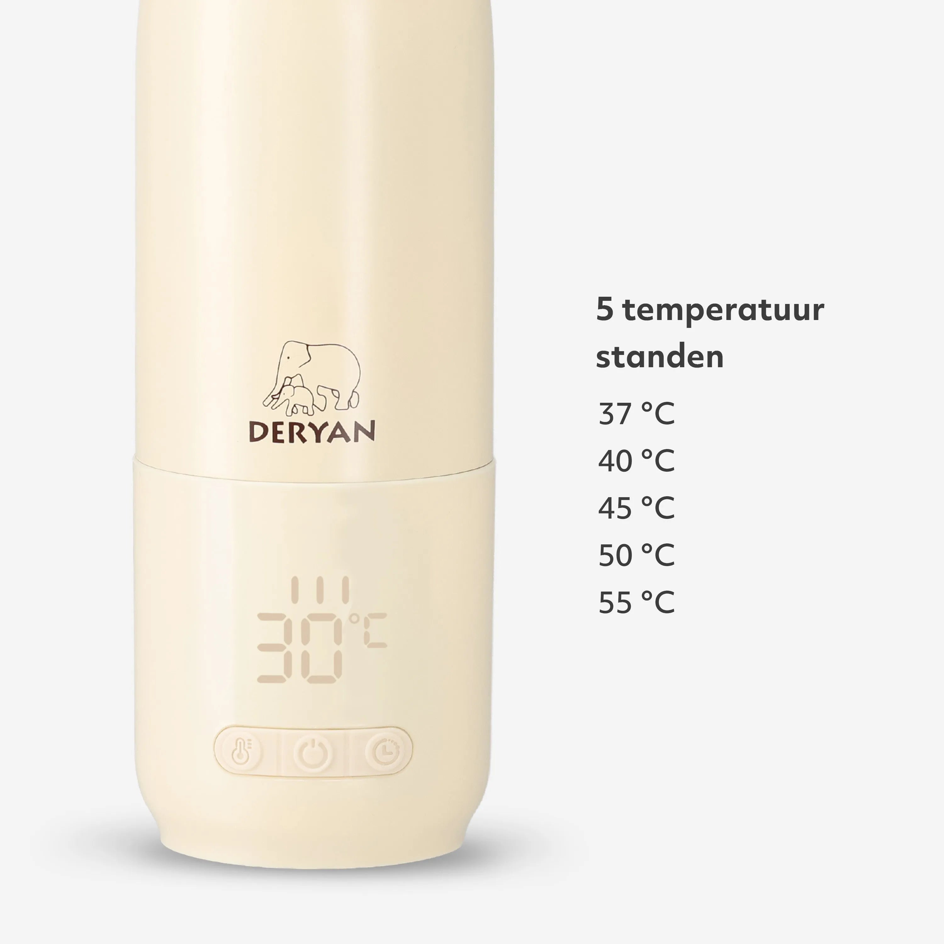 Bærbar flaskevarmer til rejsen – Trådløs – Alle mærker – 350 ml – Flaskevarmer – Termoflaske – Beige