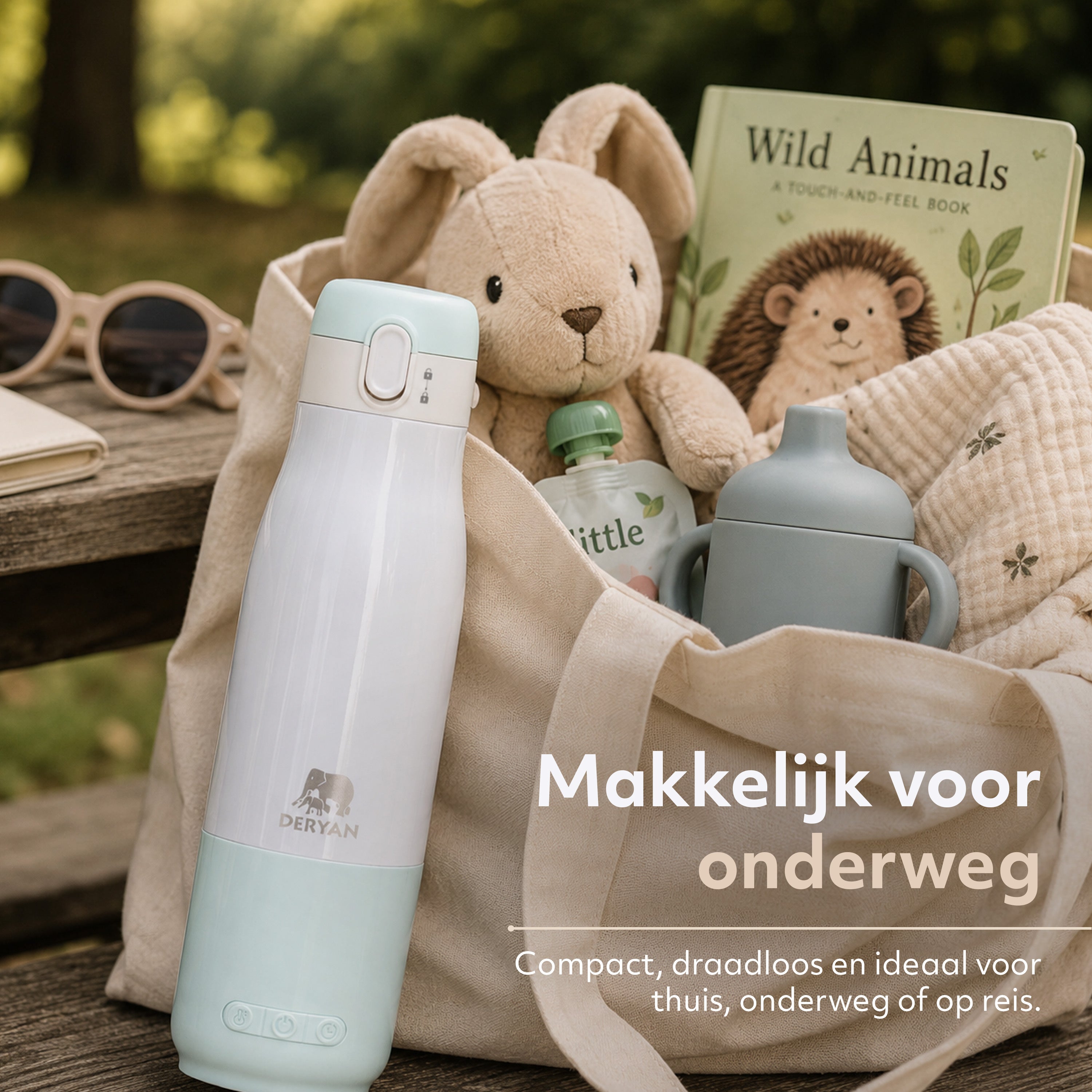 Draagbare Flessenwarmer Onderweg - Draadloos - Alle Merken - 350 mL - Flesverwarmer - Thermosfles - Mint