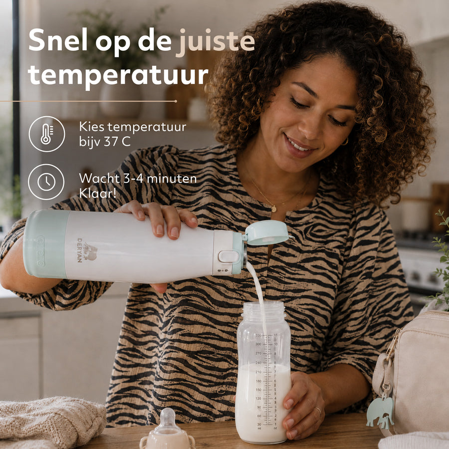 Chauffe-biberon portable pour les déplacements - Sans fil - Toutes marques - 350 ml - Chauffe-biberon - Bouteille isotherme - Menthe