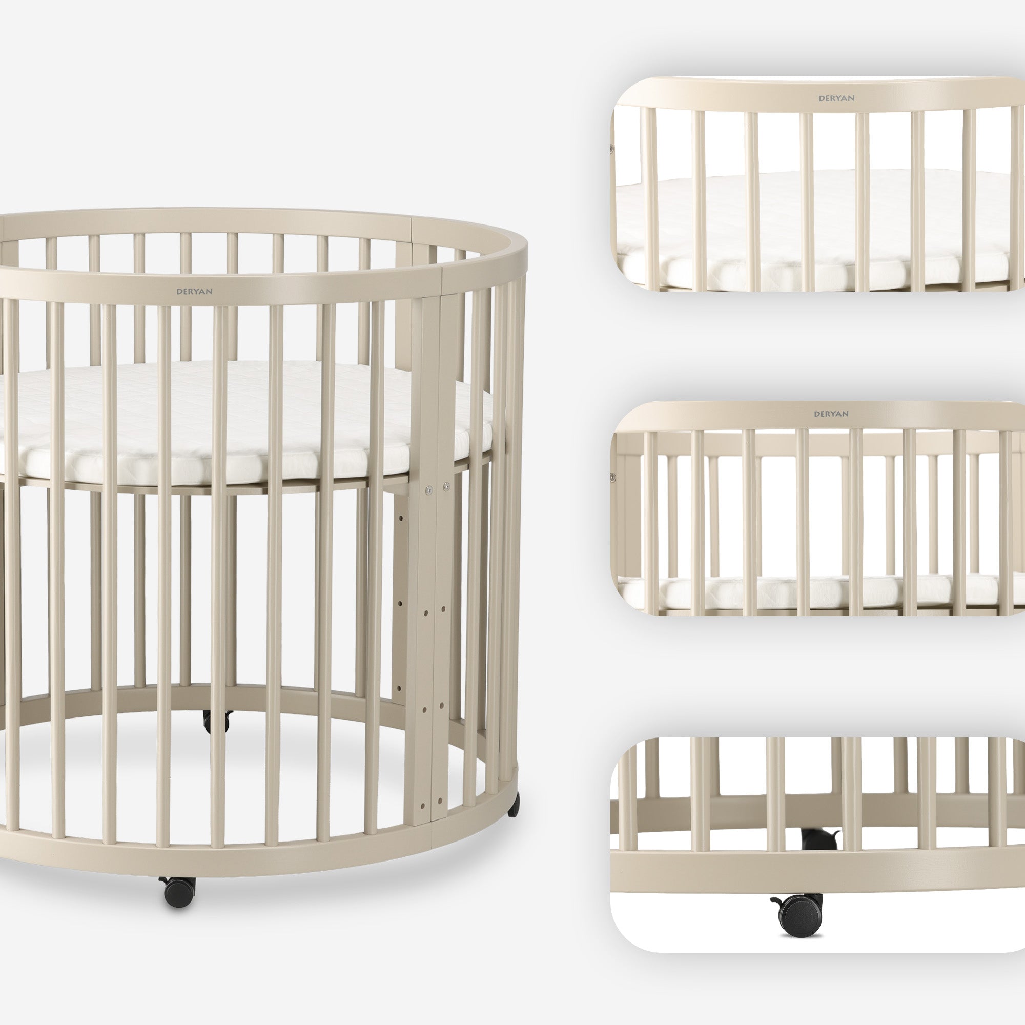 Willow Wooden Round Playpen with Mattress - Sand