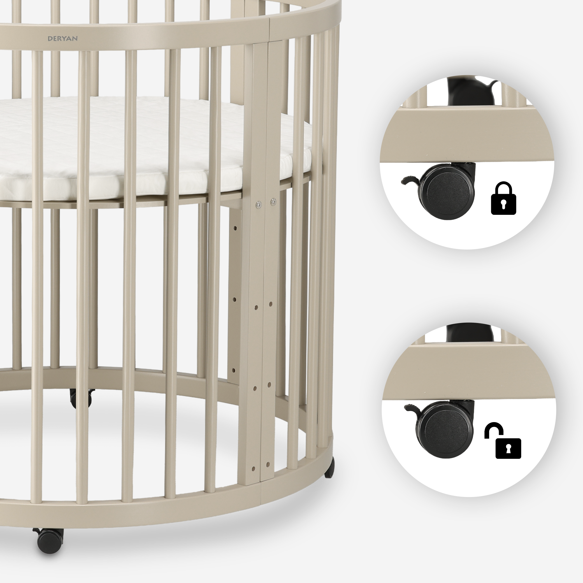 Willow Wooden Round Playpen with Mattress - Sand