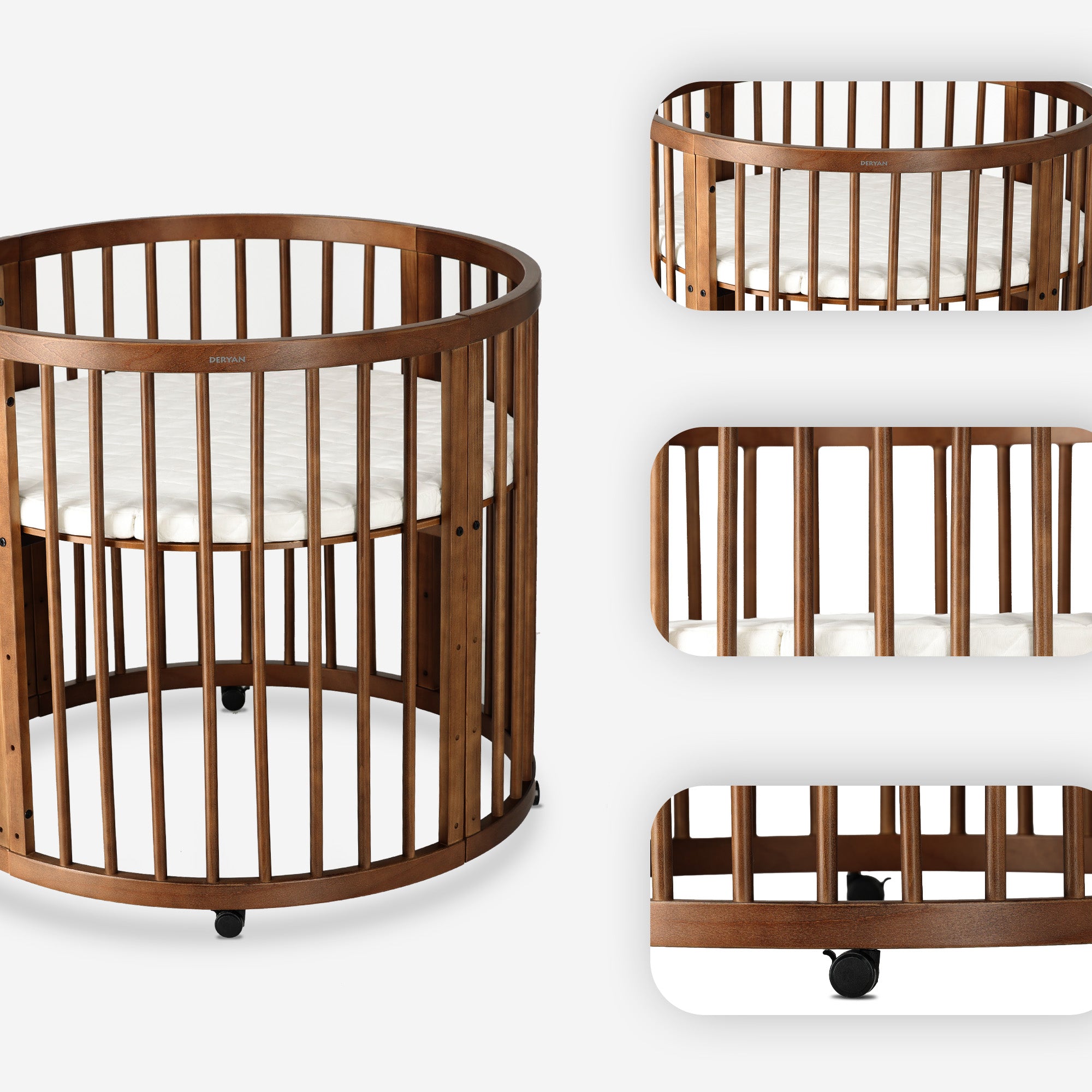Willow Wooden Round Playpen with Mattress - Brown