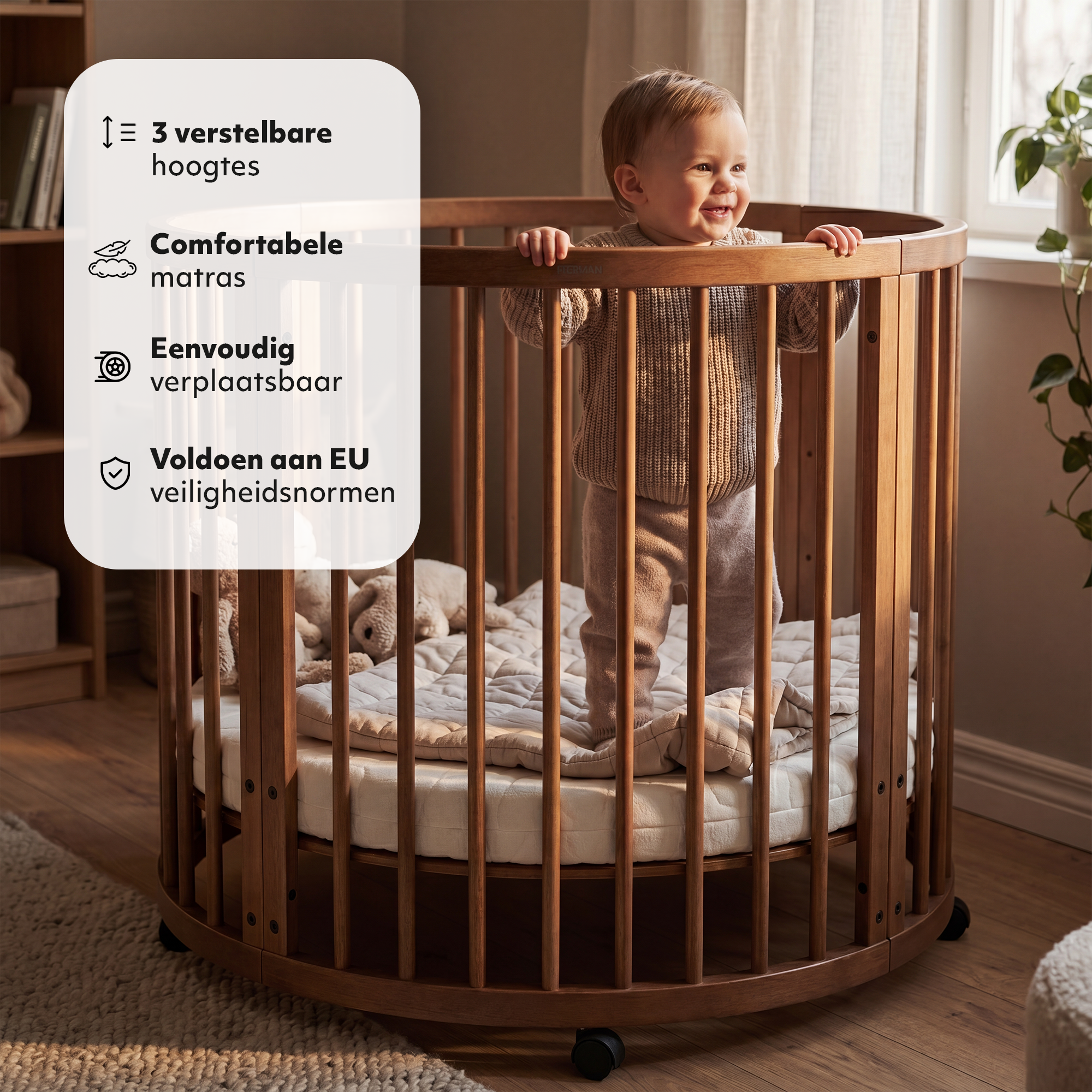 Willow Houten Ronde Box inclusief matras - Brown
