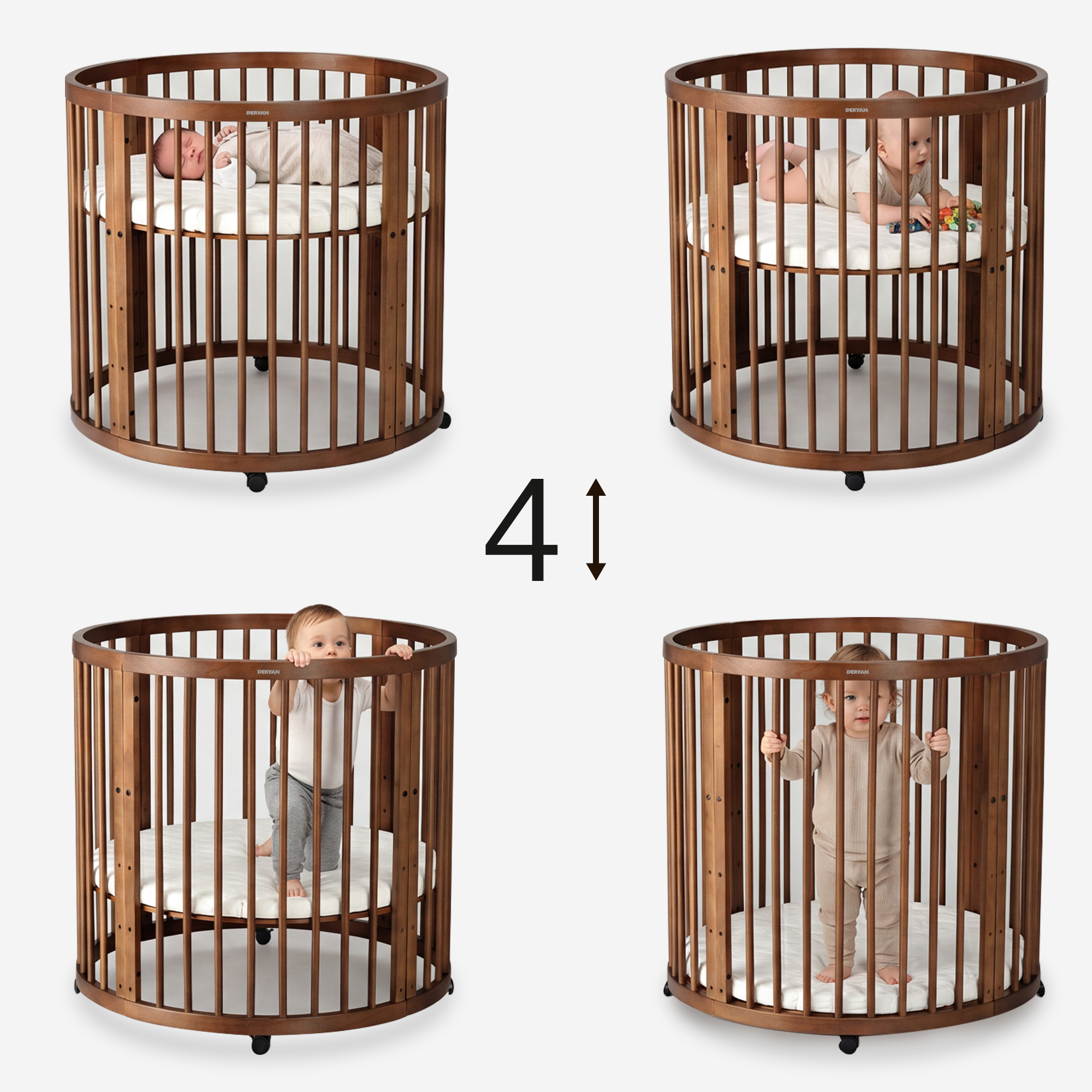 Willow Wooden Round Playpen with Mattress - Brown