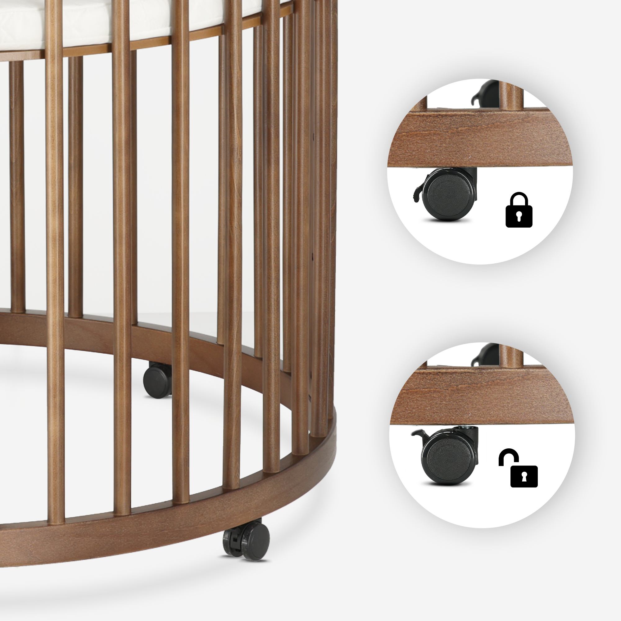 Willow Wooden Round Playpen with Mattress - Brown