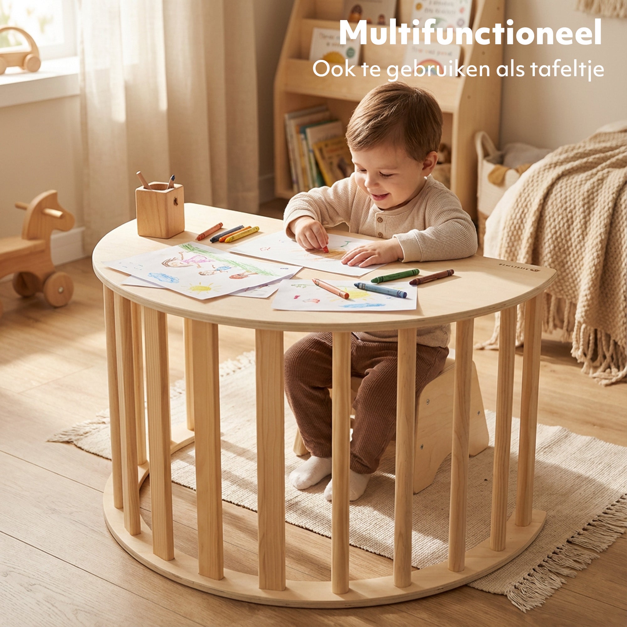 Multifunctional Climbing Arch - 5 in 1 model - Play Arch - Climbing Rack - Playground - Includes Cushion - Drawing Table - Wood