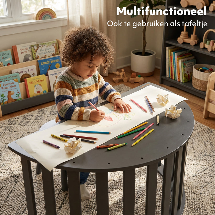 Multifunktionel klatrebue - 5 i 1 model - Legebue - Klatrestativ - Legeredskab - Inkluderer pude - Tegnebord - sort