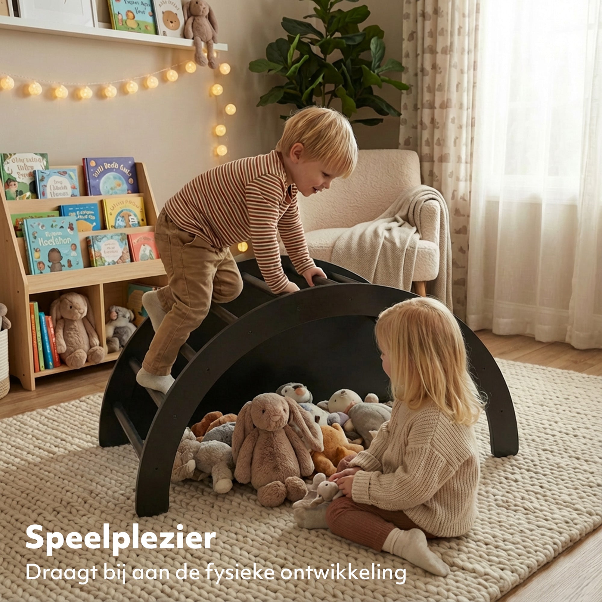 Multifunctional Climbing Arch - 5-in-1 model - Play arch - Climbing frame - Play equipment - Includes cushion - Drawing table - Black