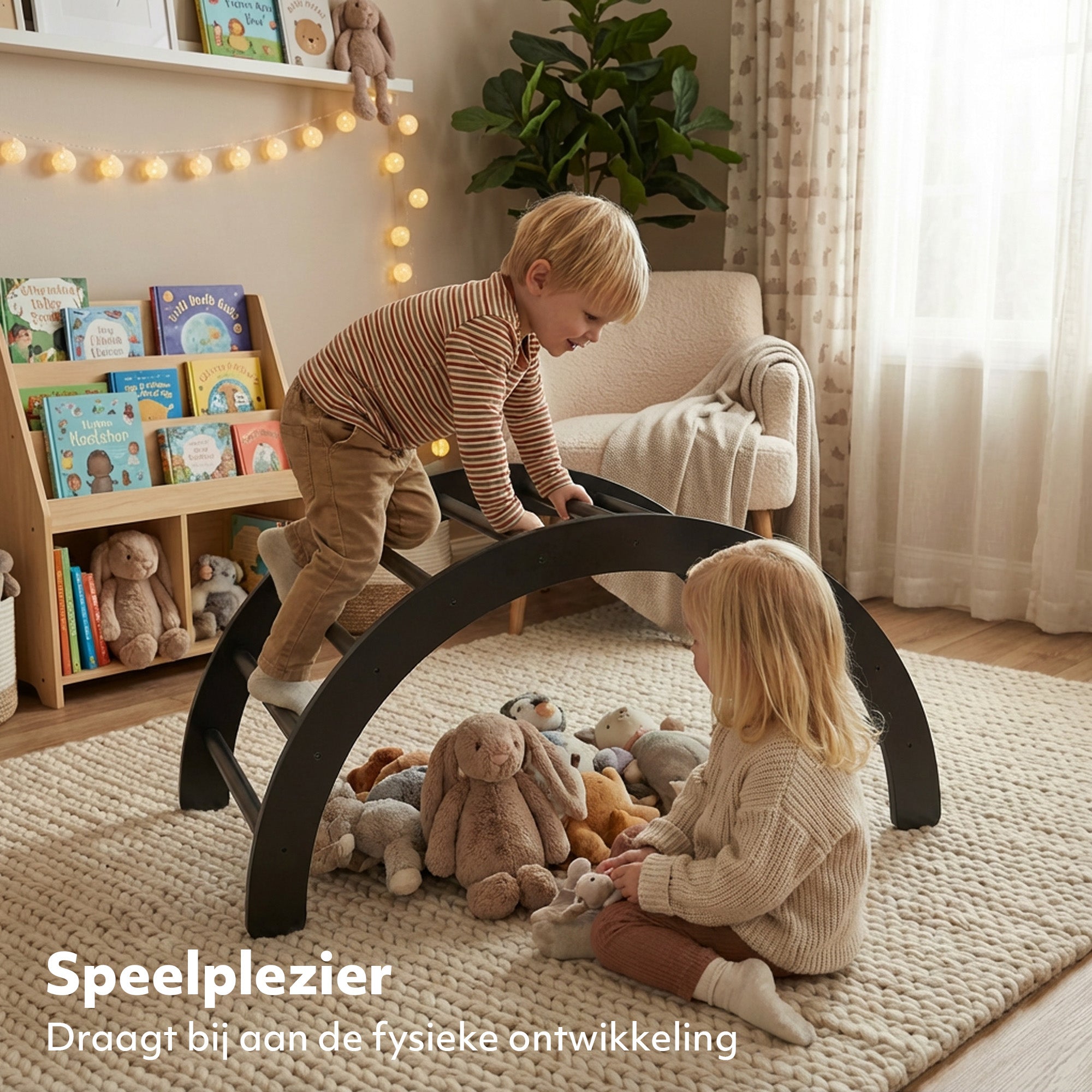 Multifunctional Climbing Arch - 5-in-1 model - Play arch - Climbing frame - Play equipment - Includes cushion - Drawing table - Black